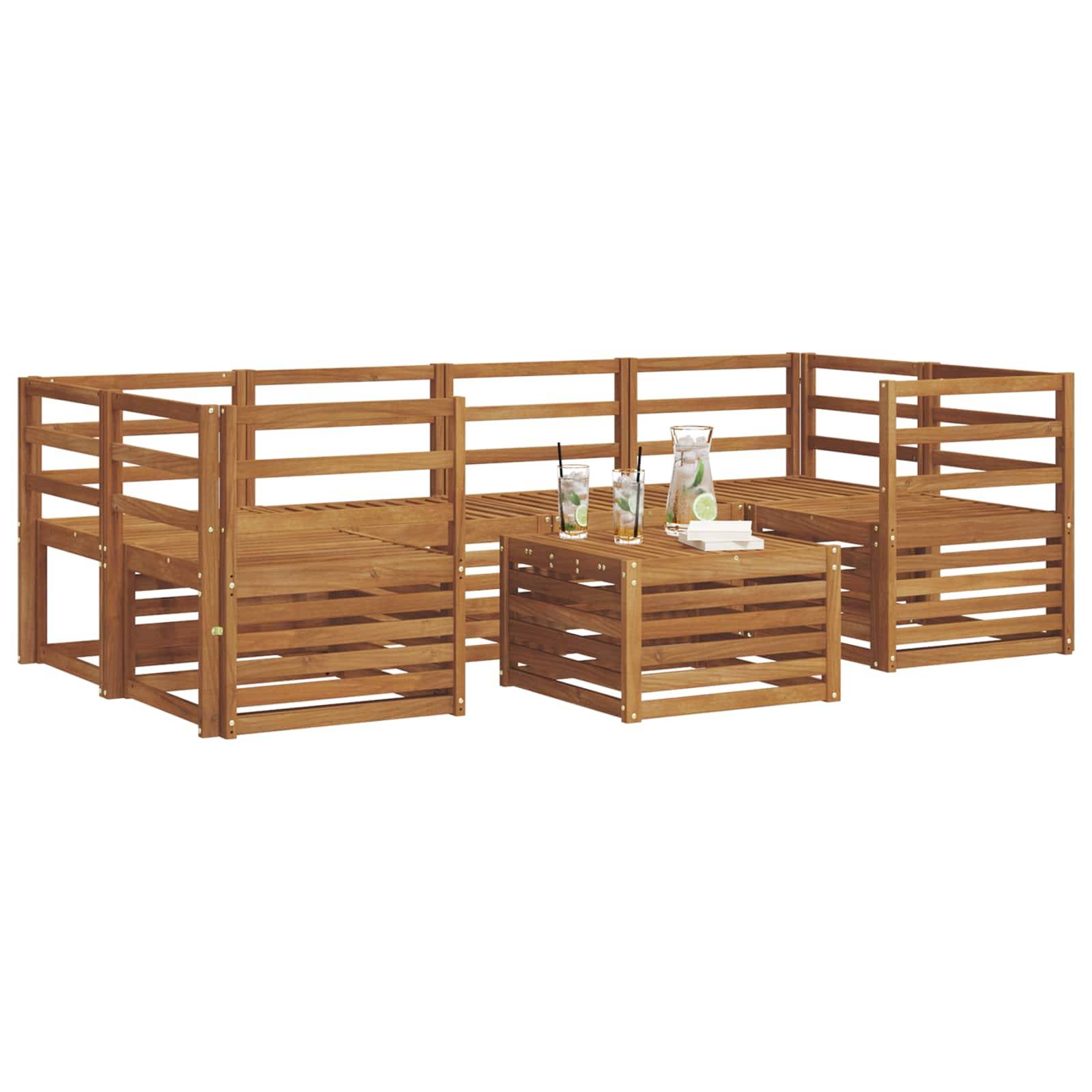 vidaXL Outdoor-Sofagarnitur 7 pcs Natur Massivholz Akazie
