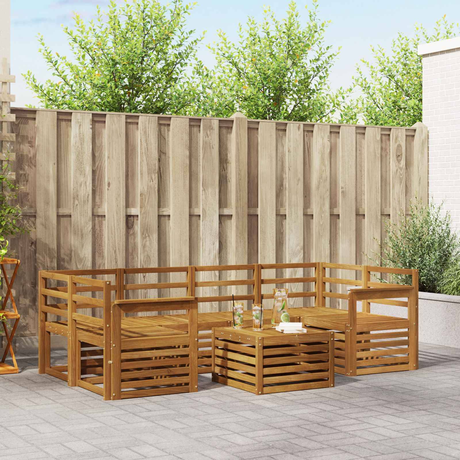vidaXL Outdoor-Sofagarnitur 7 pcs Natur Massivholz Akazie