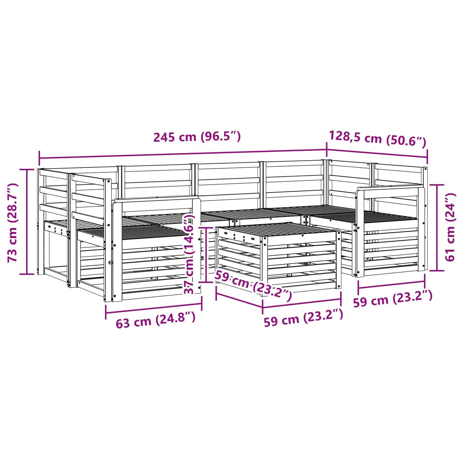 vidaXL Outdoor-Sofagarnitur 7 pcs Weiß Massivholz Akazie