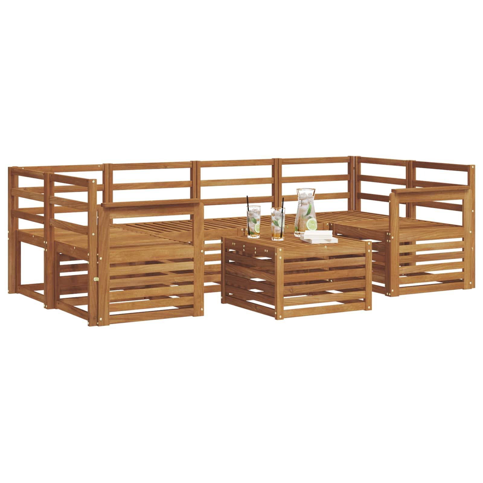 vidaXL Outdoor-Sofagarnitur 7 pcs Natur Massivholz Akazie