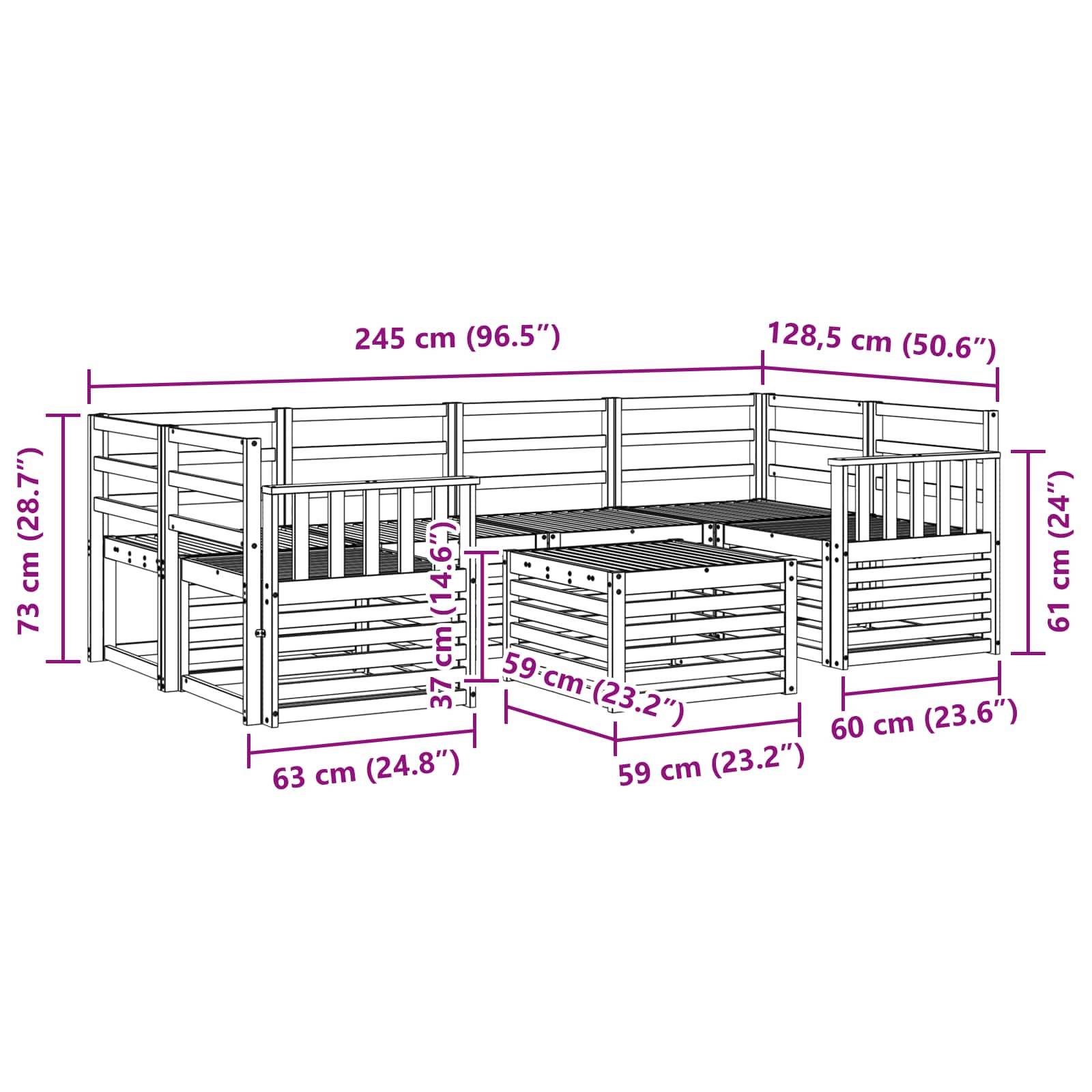 vidaXL Outdoor-Sofagarnitur 7 pcs Natur Massivholz Akazie