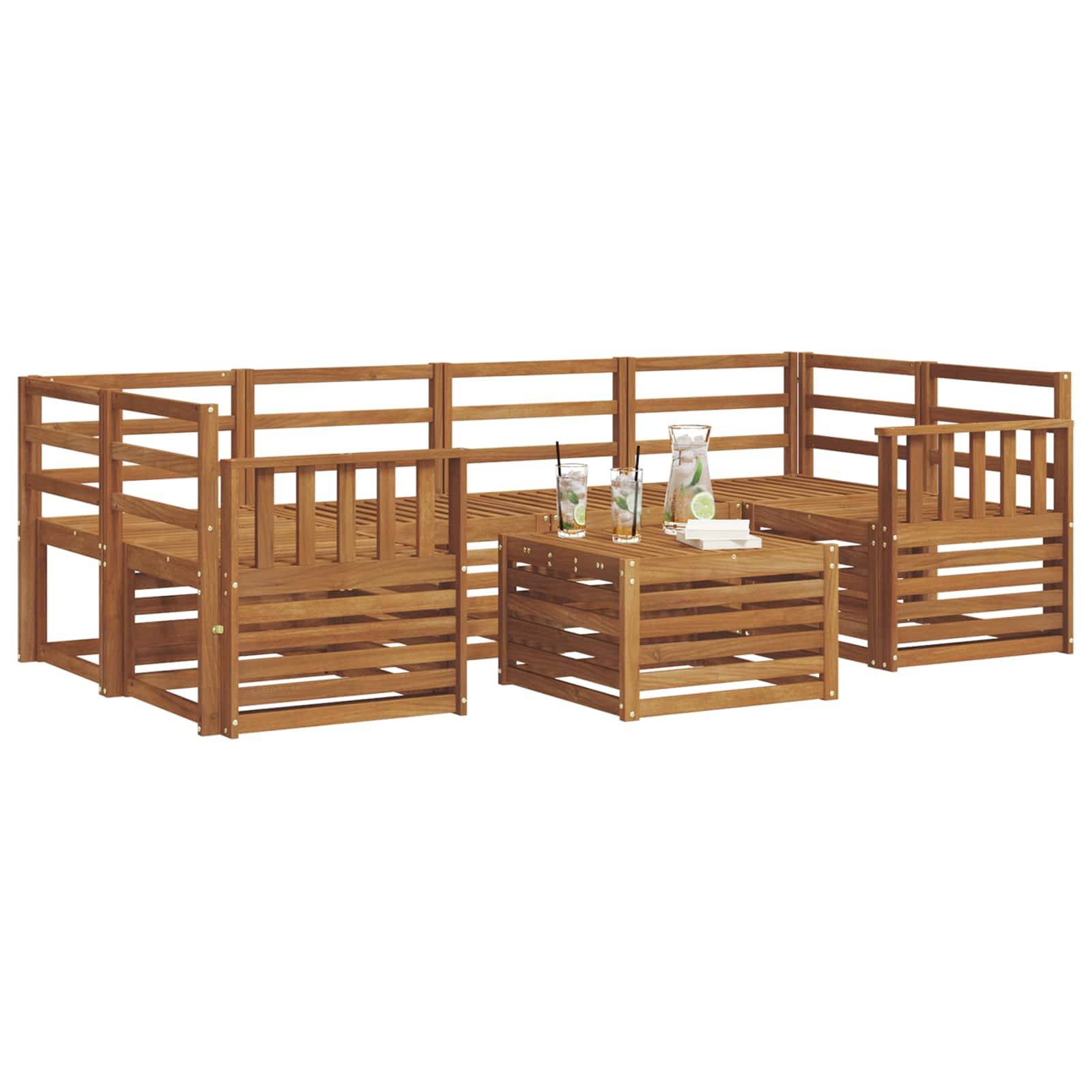 vidaXL Outdoor-Sofagarnitur 7 pcs Natur Massivholz Akazie