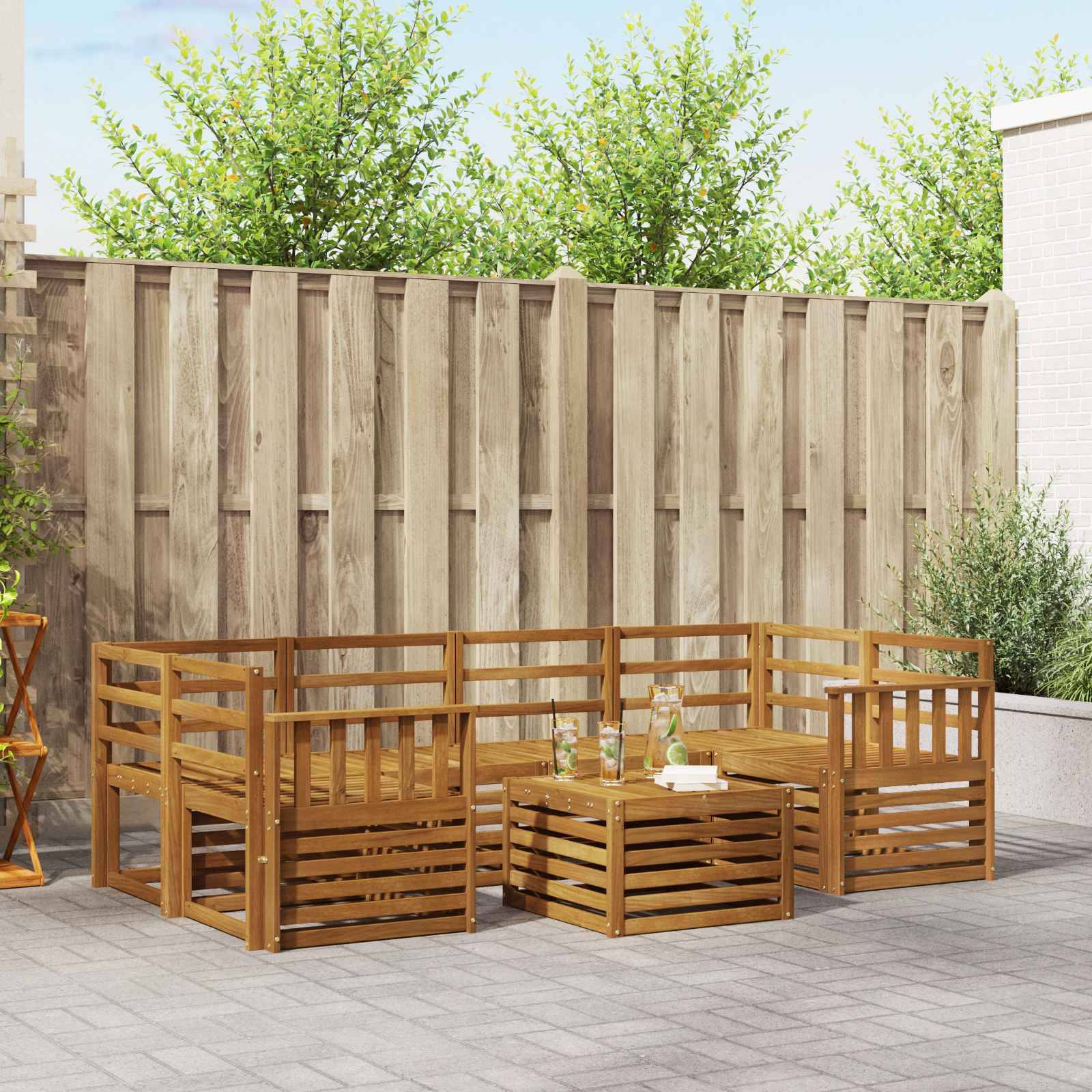 vidaXL Outdoor-Sofagarnitur 7 pcs Natur Massivholz Akazie