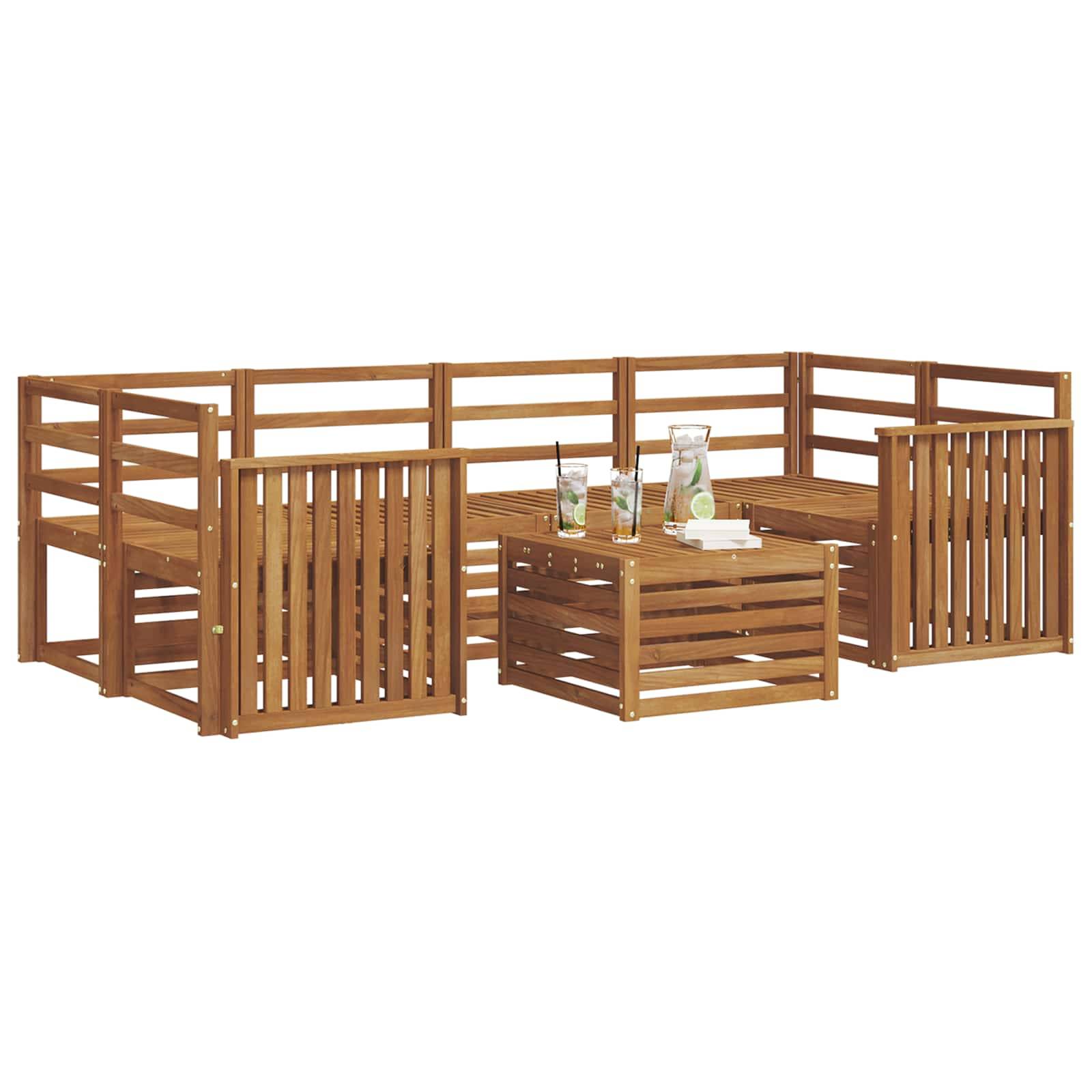 vidaXL Outdoor-Sofagarnitur 7 pcs Natur Massivholz Akazie