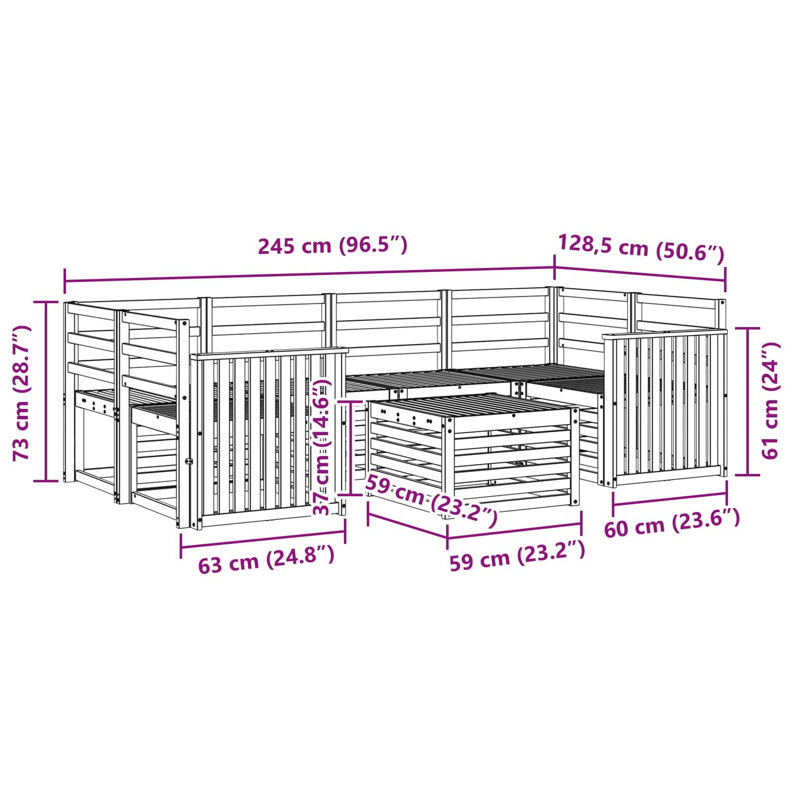vidaXL Outdoor-Sofagarnitur 7 pcs Weiß Massivholz Akazie