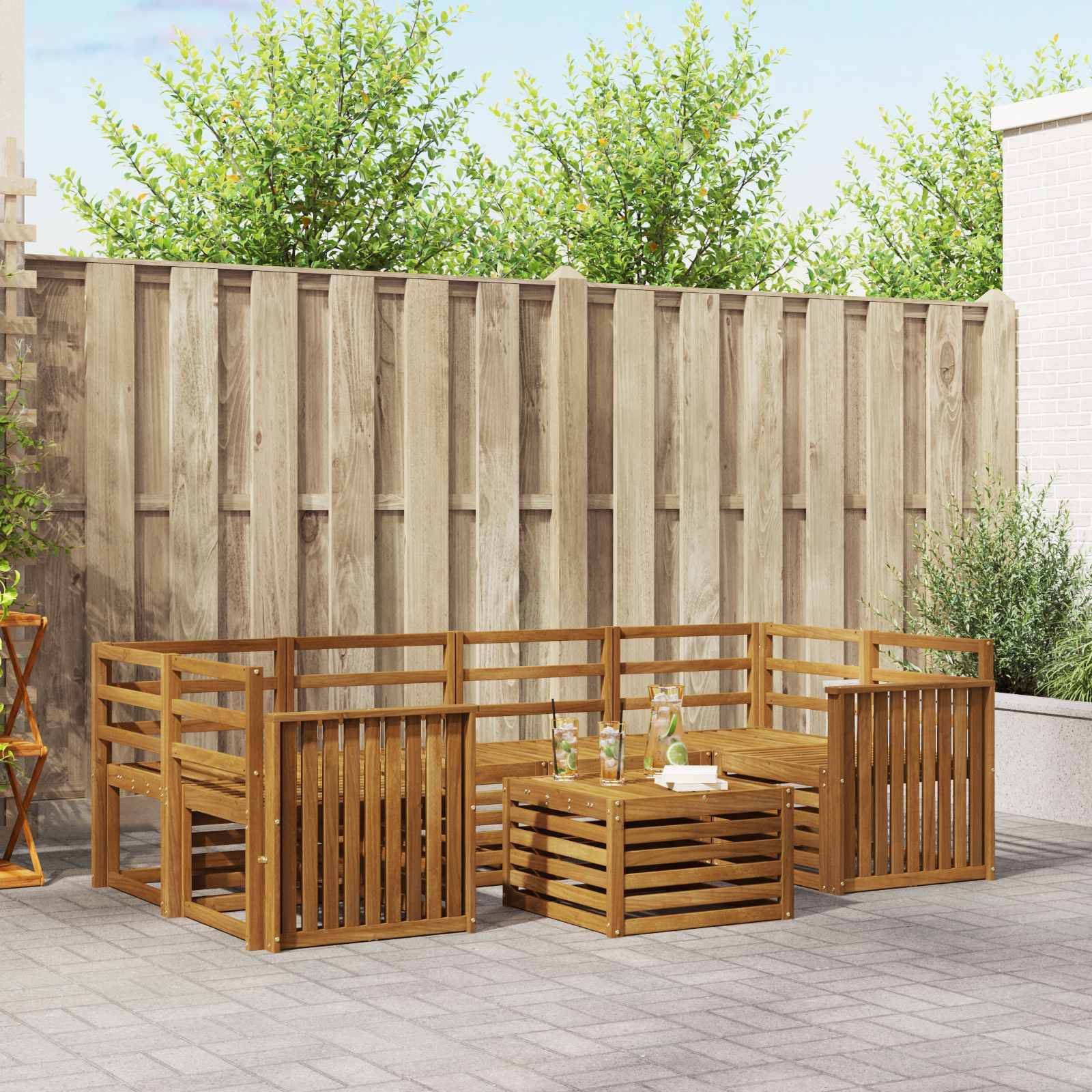 vidaXL Outdoor-Sofagarnitur 7 pcs Natur Massivholz Akazie