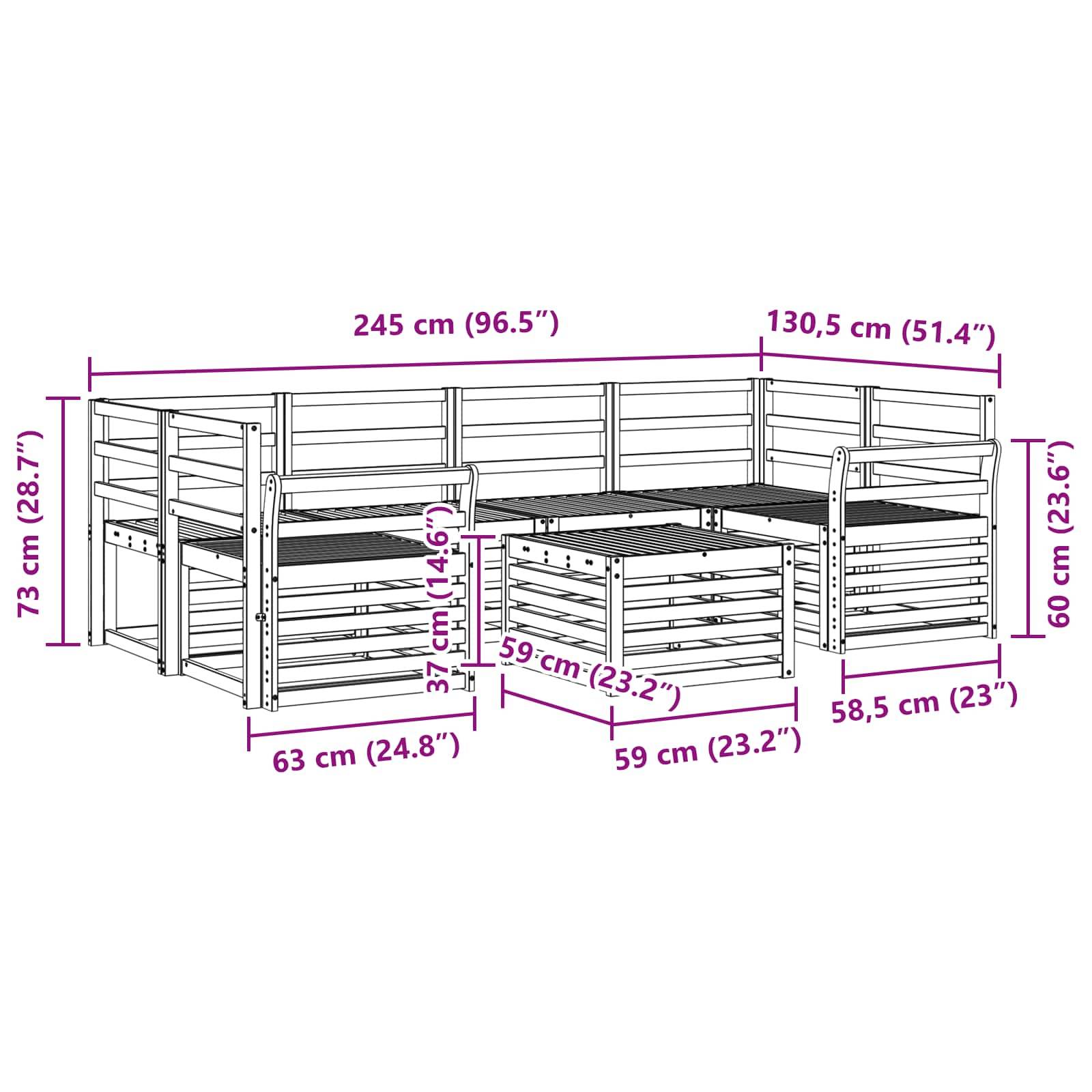 vidaXL Outdoor-Sofagarnitur 7 pcs Natur Massivholz Akazie