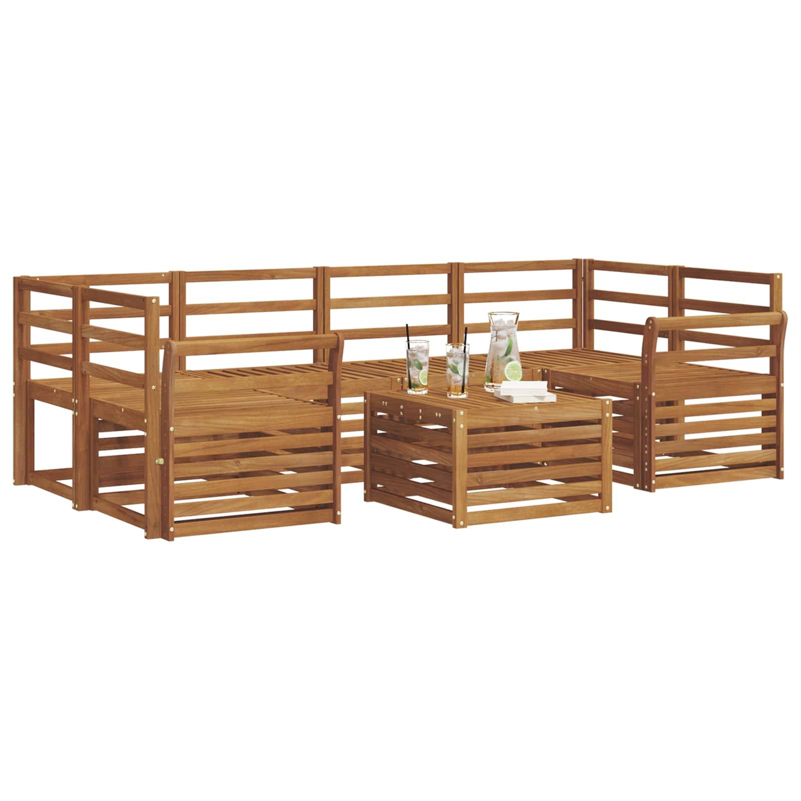 vidaXL Outdoor-Sofagarnitur 7 pcs Natur Massivholz Akazie
