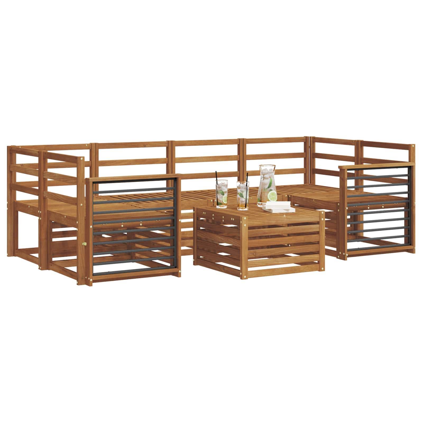vidaXL Sofagarnituren 7 pcs Natur Massivholz Akazie