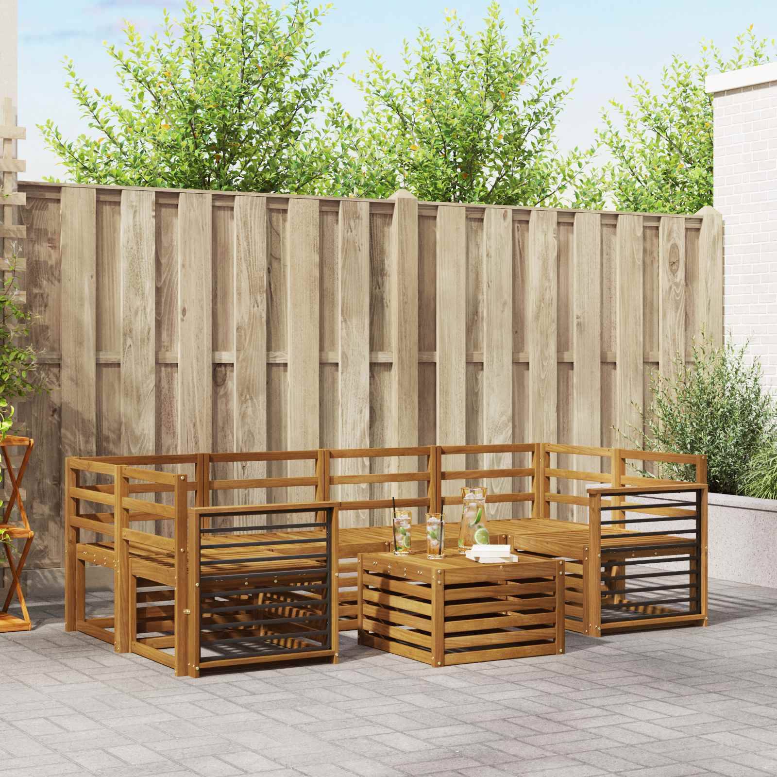 vidaXL Sofagarnituren 7 pcs Natur Massivholz Akazie
