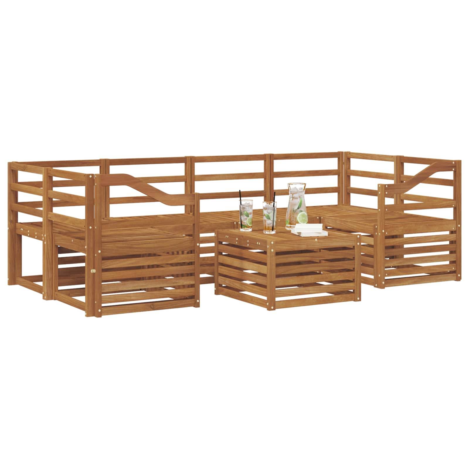 vidaXL Outdoor-Sofagarnitur 7 pcs Natur Massivholz Akazie