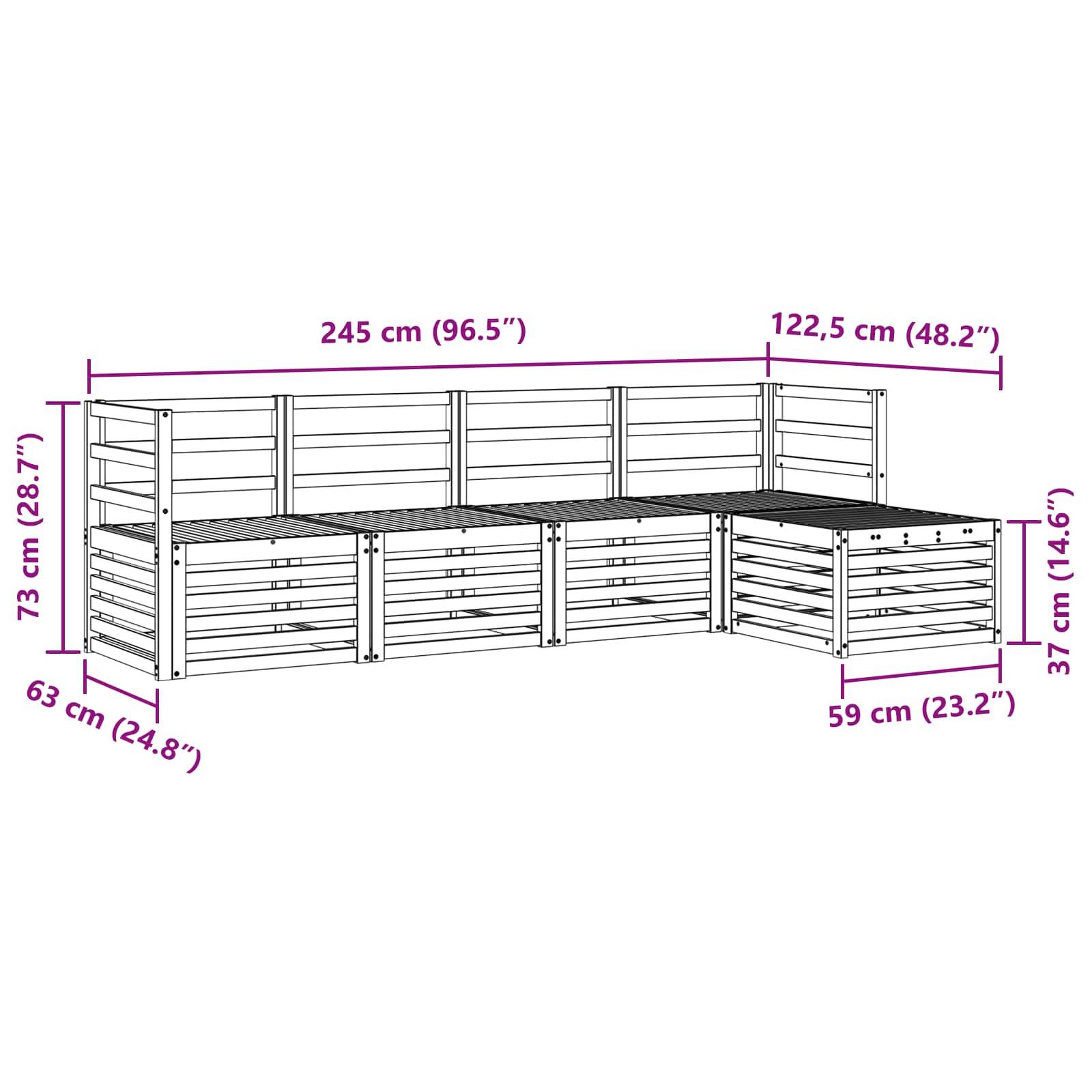 vidaXL Outdoor-Sofagarnitur 5 pcs Weiß Massivholz Akazie