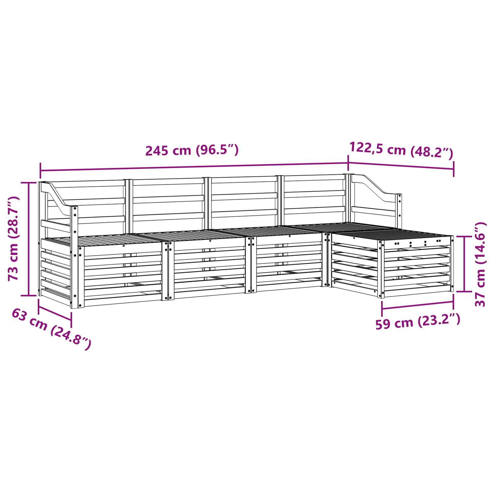 vidaXL Outdoor-Sofagarnitur 5 pcs Weiß Massivholz Akazie