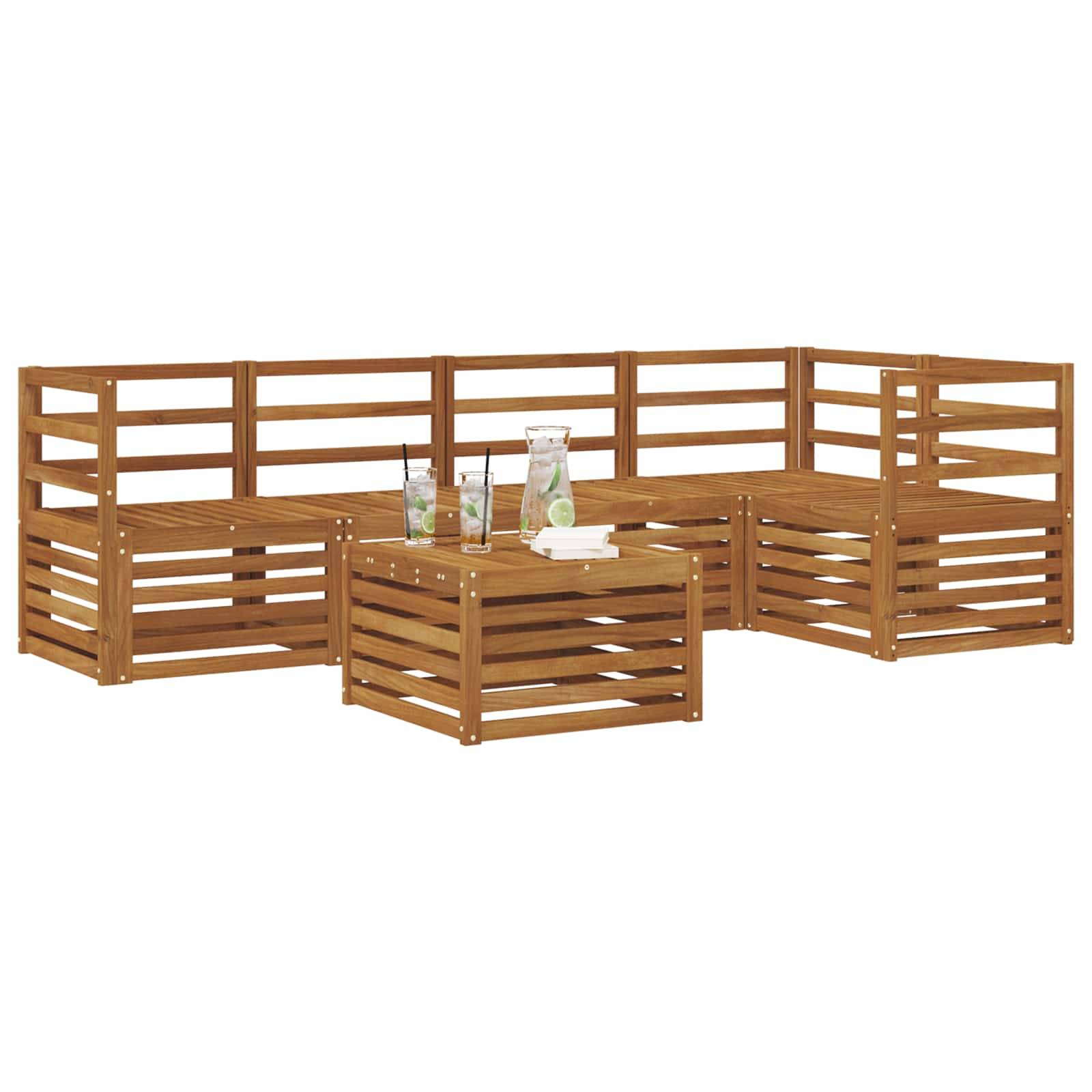 vidaXL Sofagarnituren 6 pcs Natur Massivholz Akazie