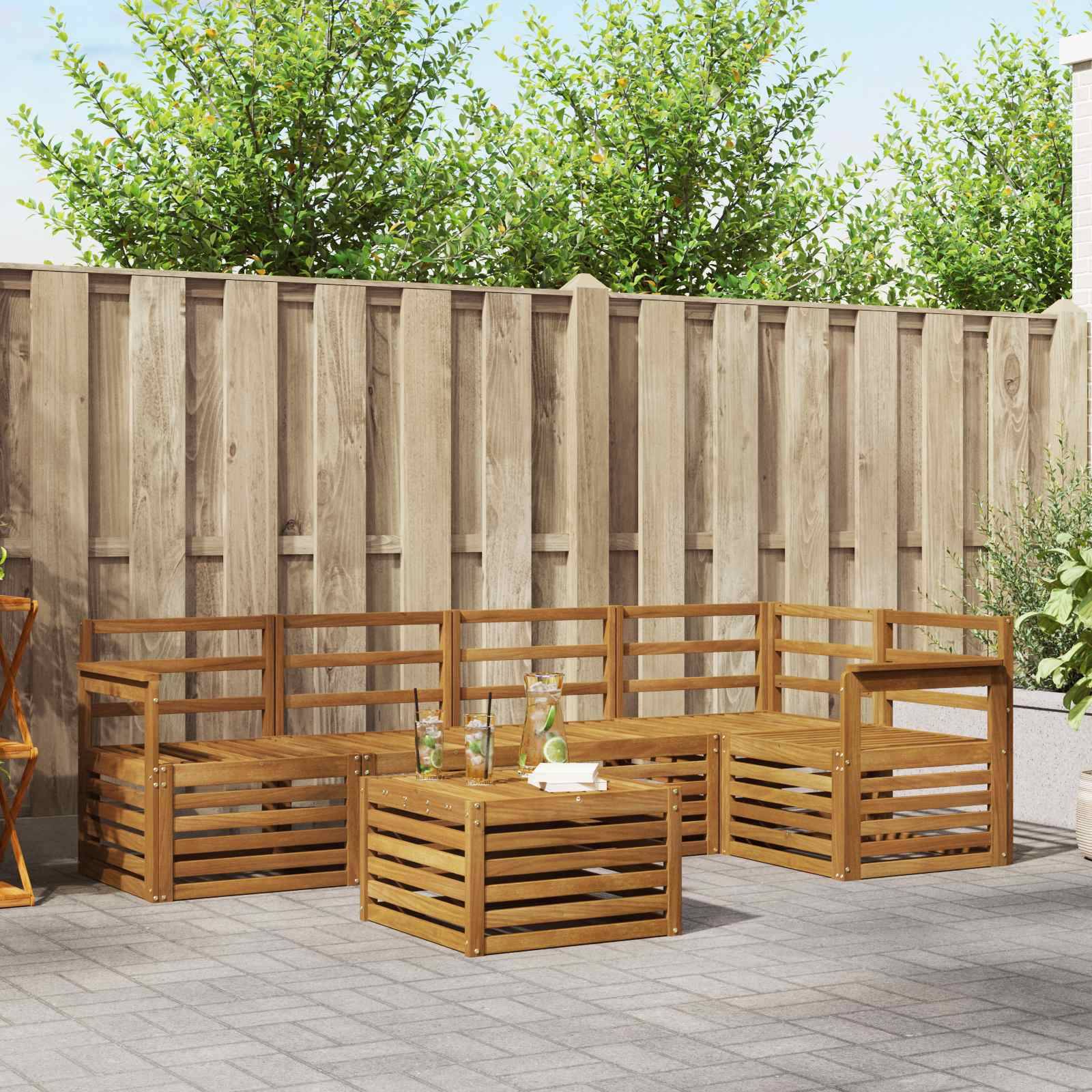 vidaXL Sofagarnituren 6 pcs Natur Massivholz Akazie