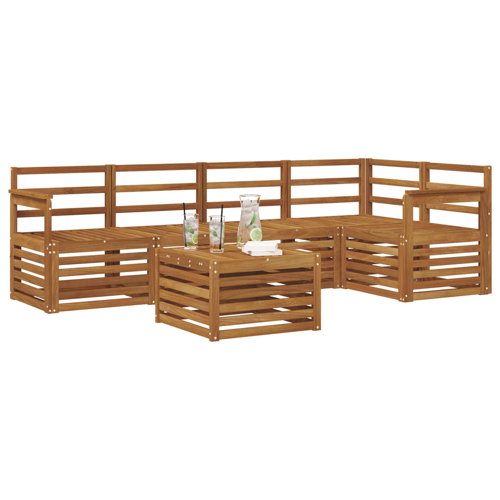 vidaXL Sofagarnituren 6 pcs Natur Massivholz Akazie