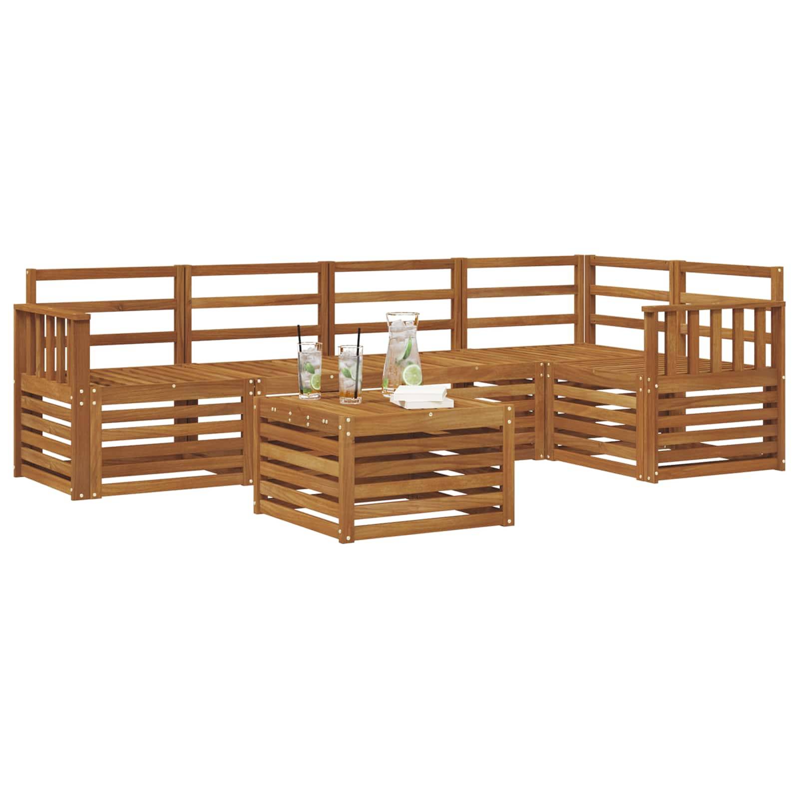 vidaXL Sofagarnituren 6 pcs Natur Massivholz Akazie