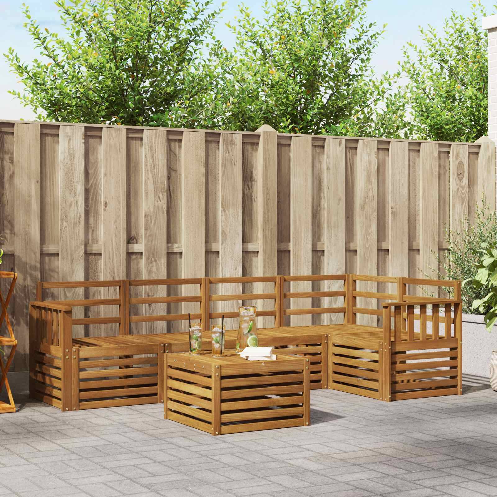 vidaXL Sofagarnituren 6 pcs Natur Massivholz Akazie