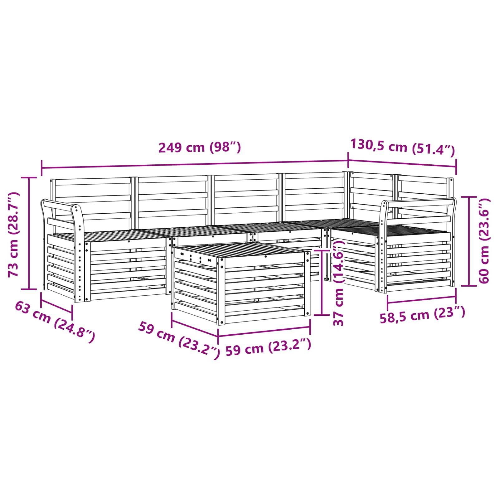 vidaXL Sofagarnituren 6 pcs Natur Massivholz Akazie
