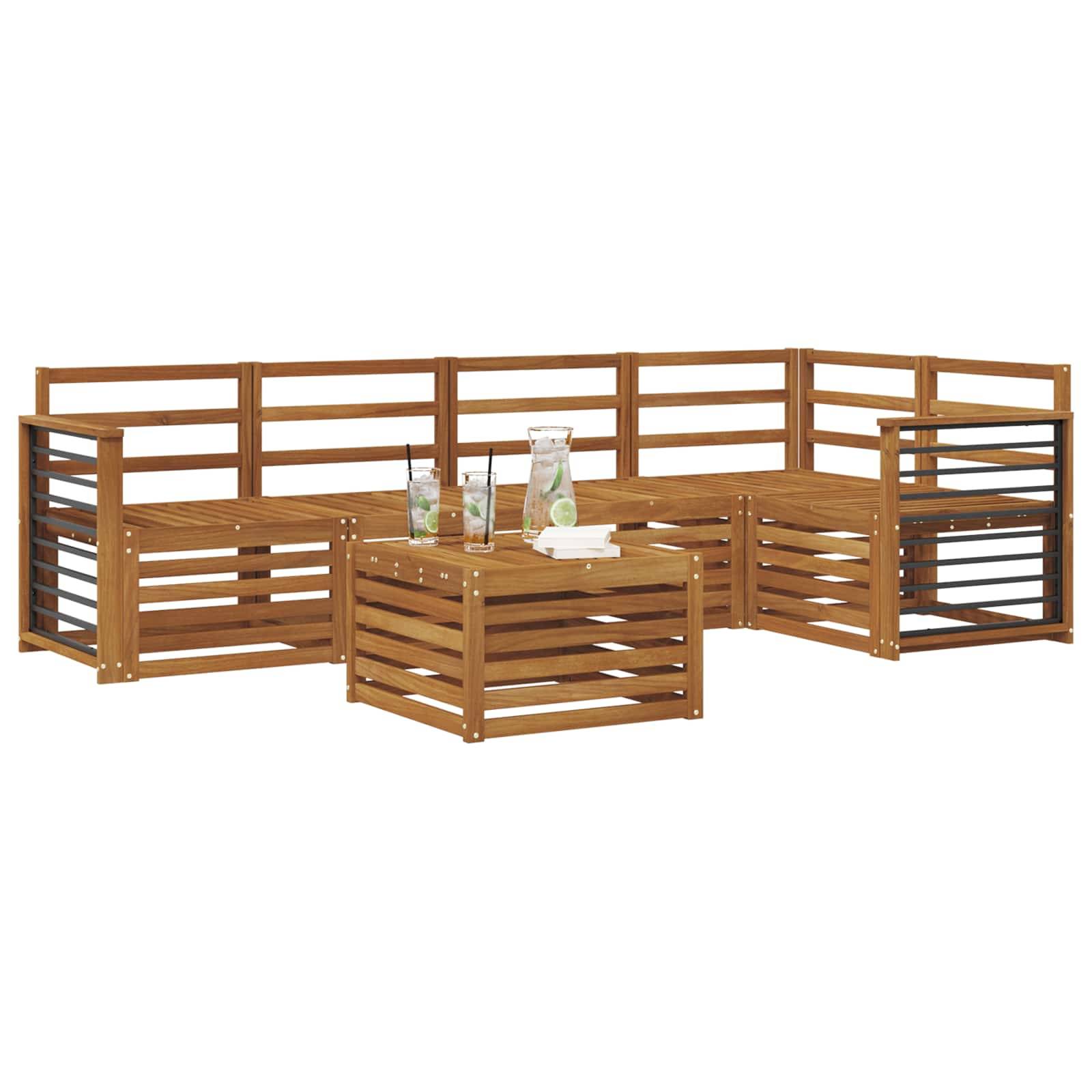 vidaXL Sofagarnituren 6 pcs Natur Massivholz Akazie