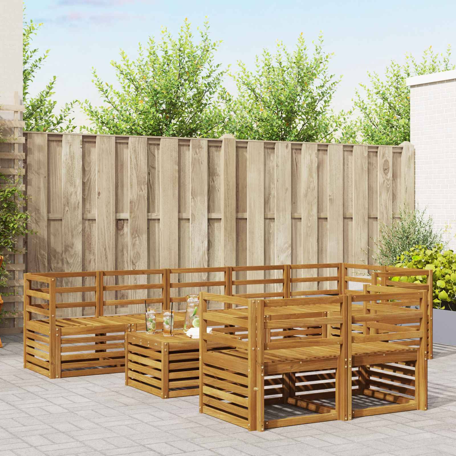 vidaXL Sofagarnituren 9 pcs Natur Massivholz Akazie