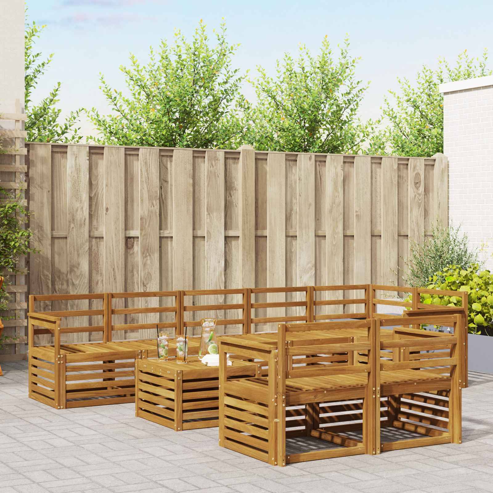 vidaXL Sofagarnituren 9 pcs Natur Massivholz Akazie