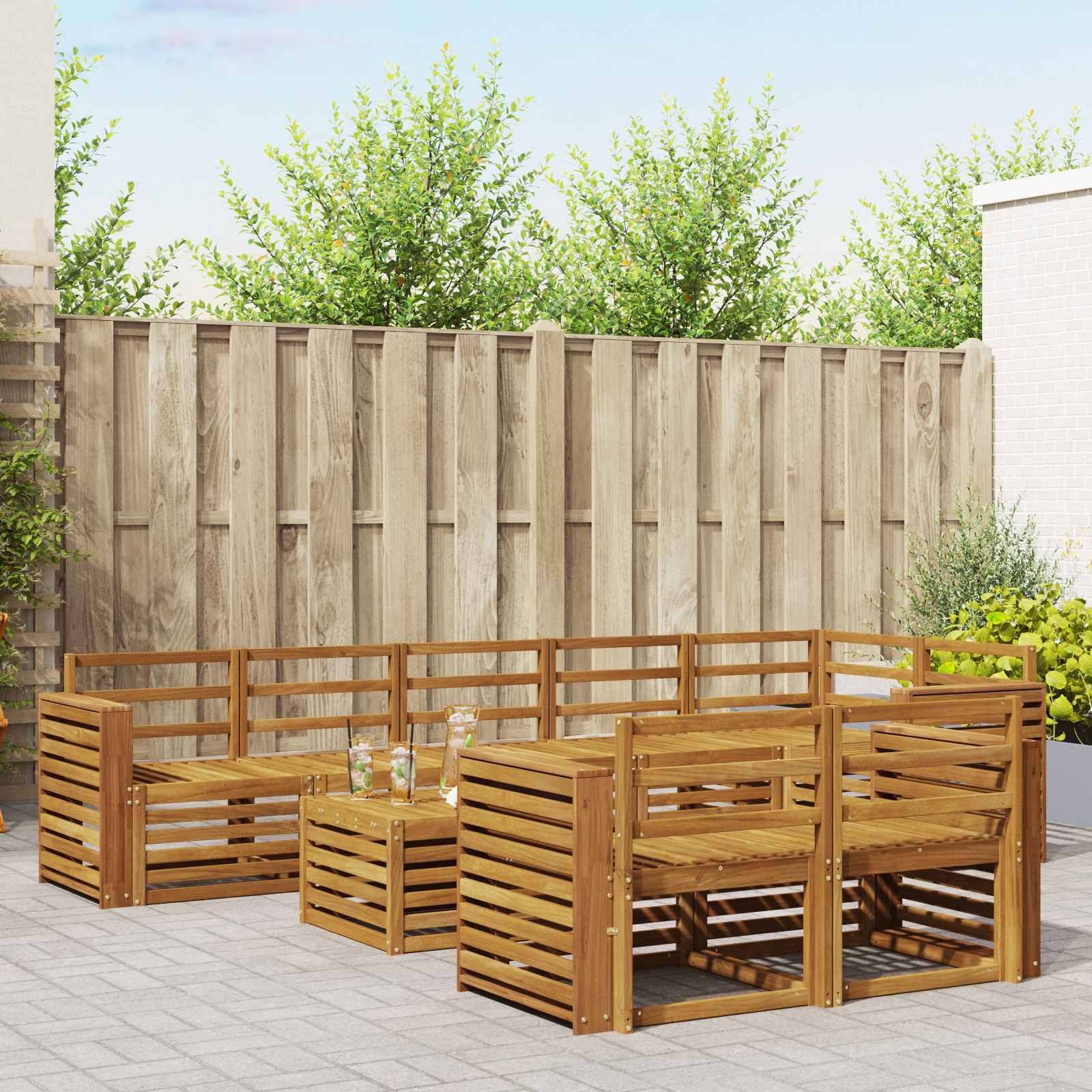 vidaXL Sofagarnituren 9 pcs Natur Massivholz Akazie