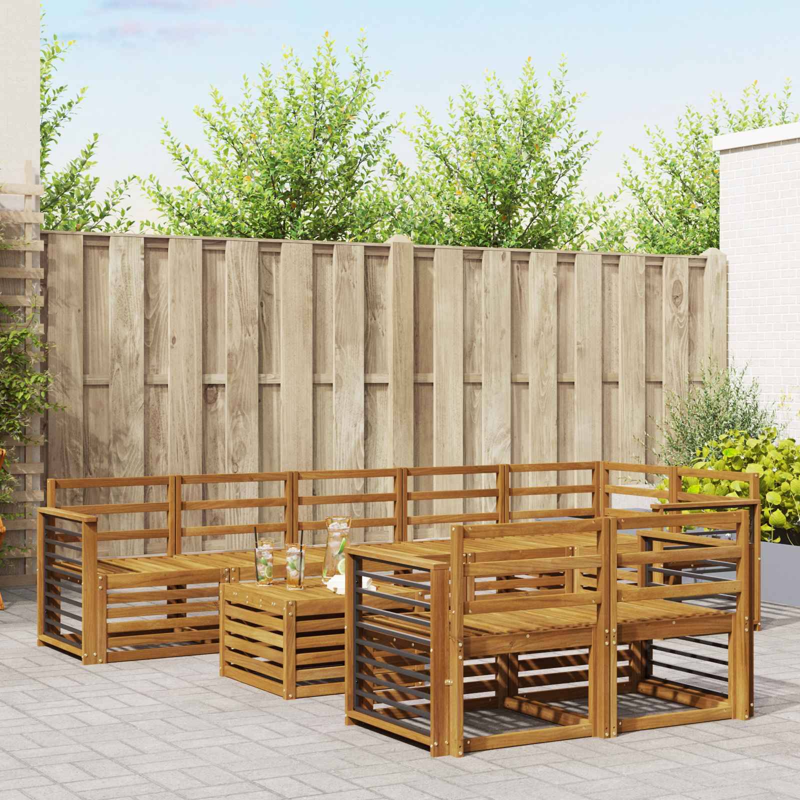 vidaXL Sofagarnituren 9 pcs Natur Massivholz Akazie