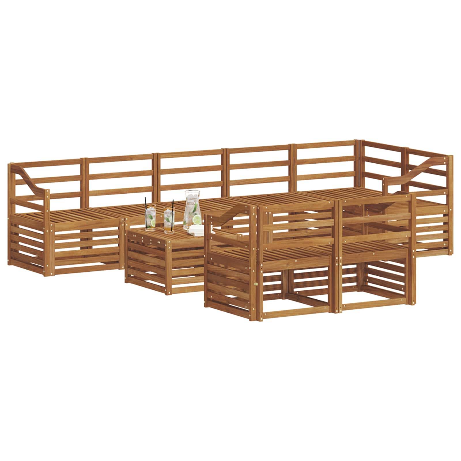 vidaXL Sofagarnituren 9 pcs Natur Massivholz Akazie