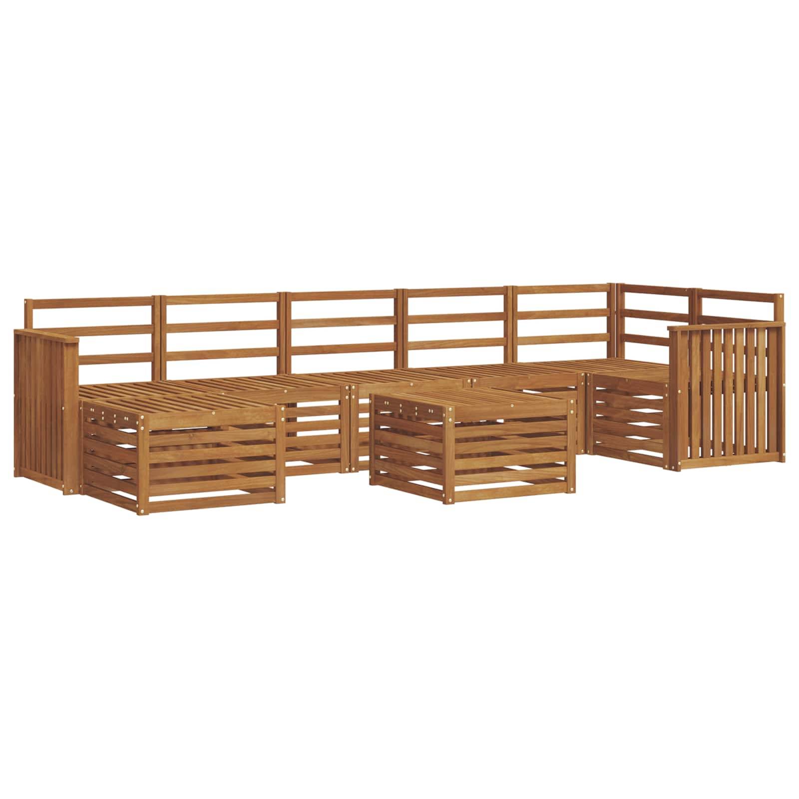 vidaXL Ecksofa Set 8 pcs Natur Massivholz Akazie