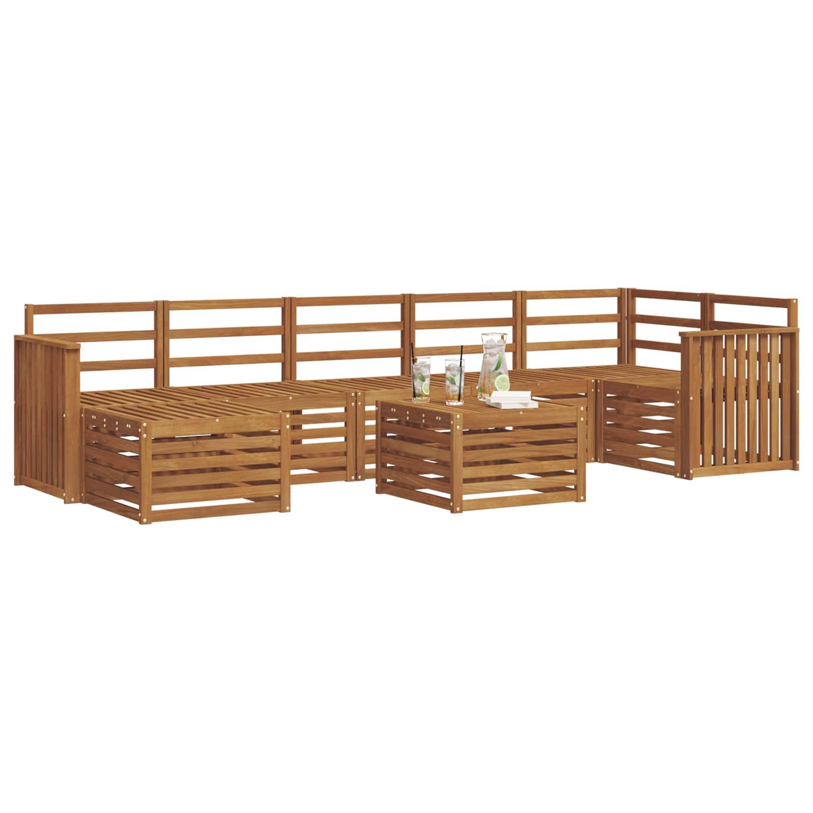 vidaXL Ecksofa Set 8 pcs Natur Massivholz Akazie