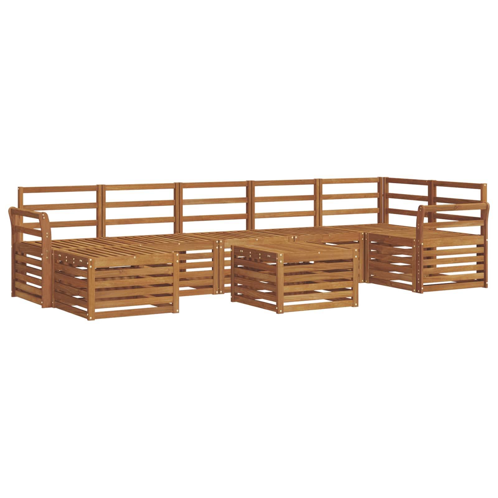 vidaXL Ecksofa Set 8 pcs Natur Massivholz Akazie