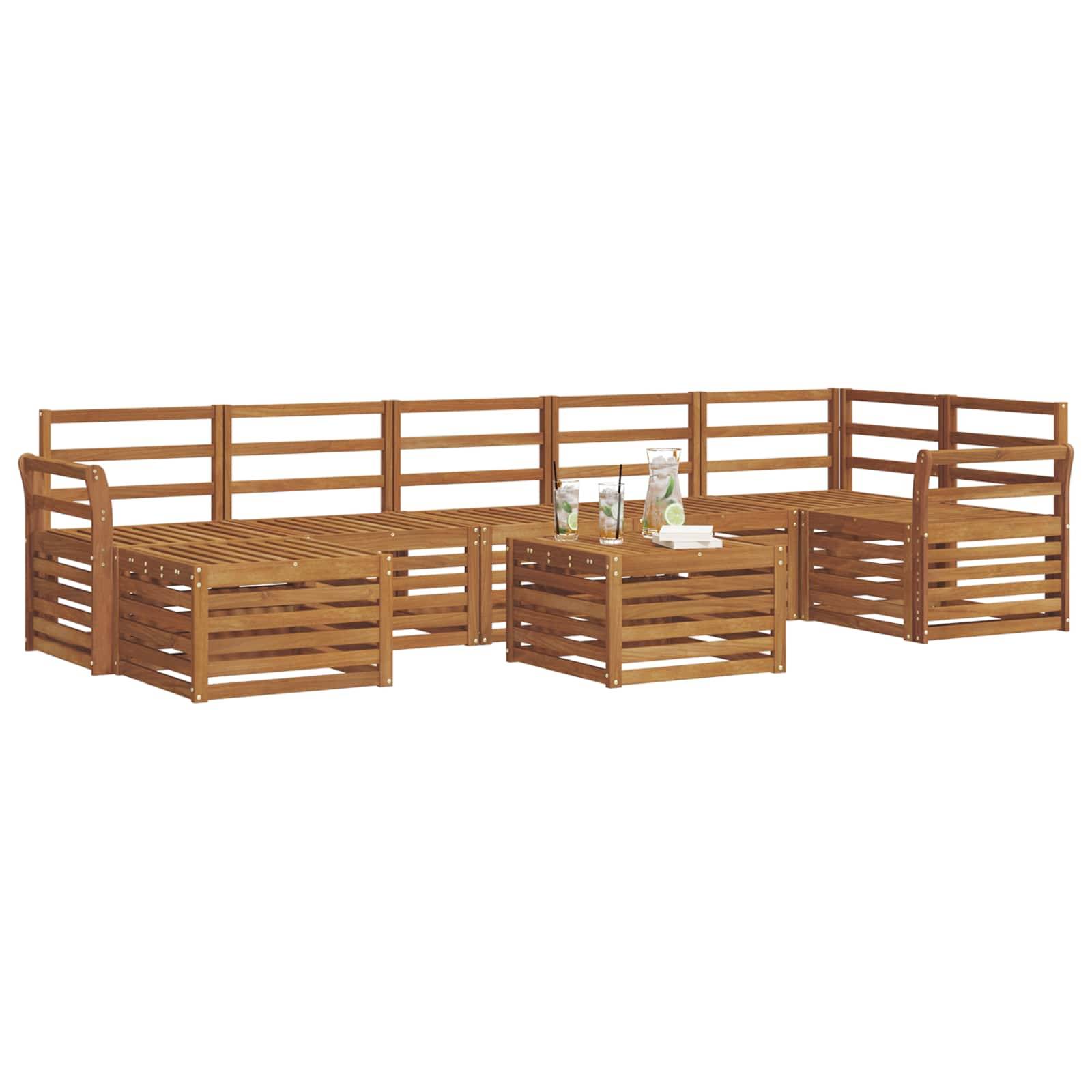 vidaXL Ecksofa Set 8 pcs Natur Massivholz Akazie