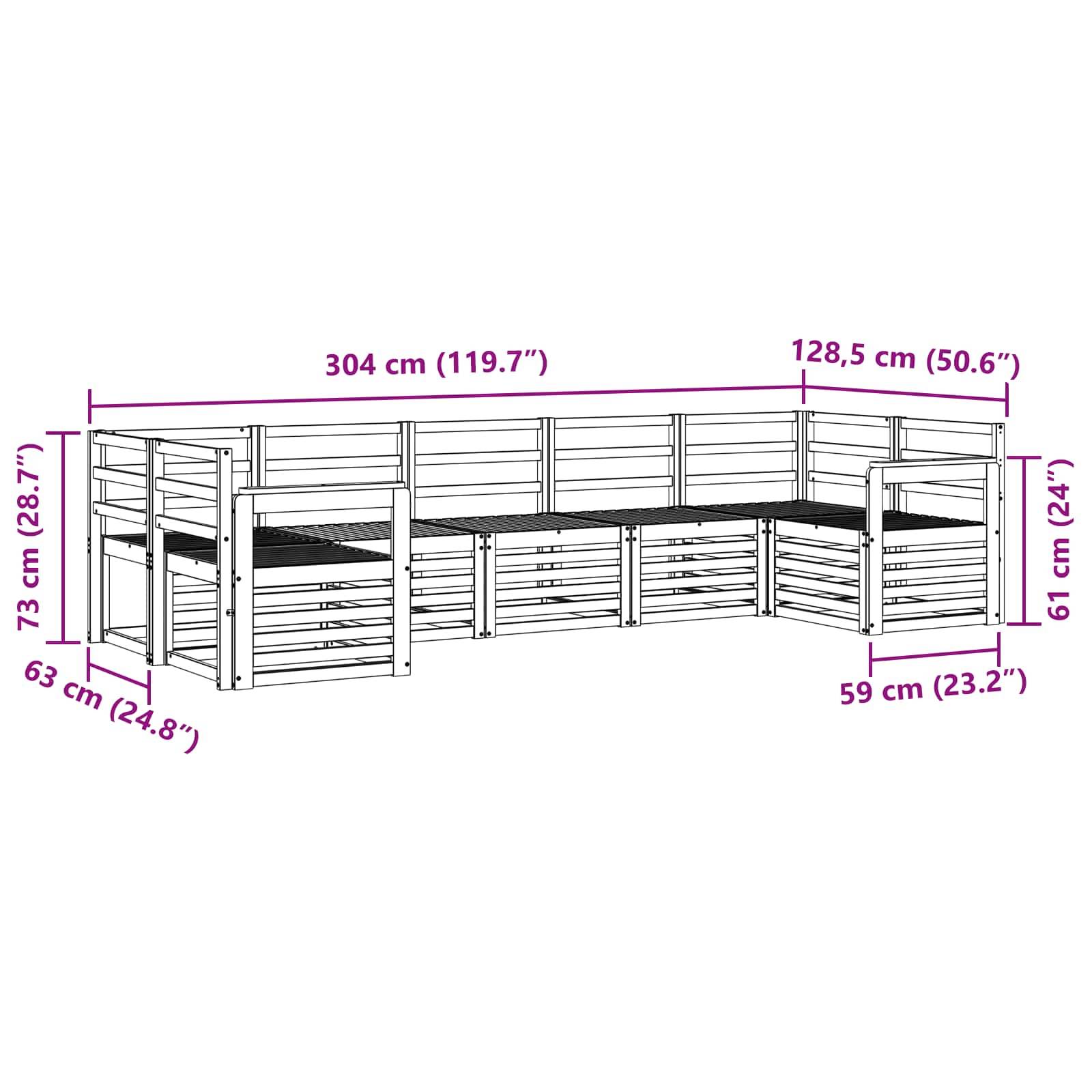 vidaXL Sofagarnituren 7 pcs Natur Massivholz Akazie