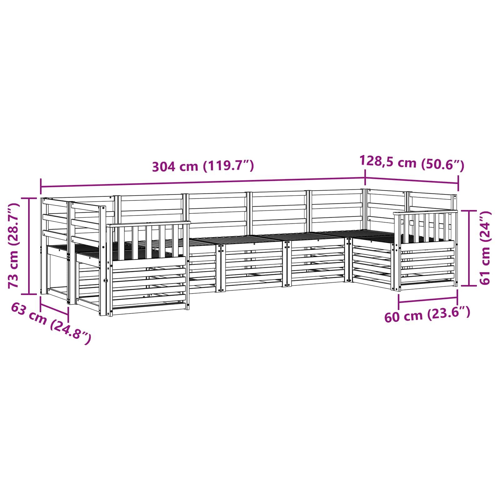 vidaXL Sofagarnituren 7 pcs Natur Massivholz Akazie