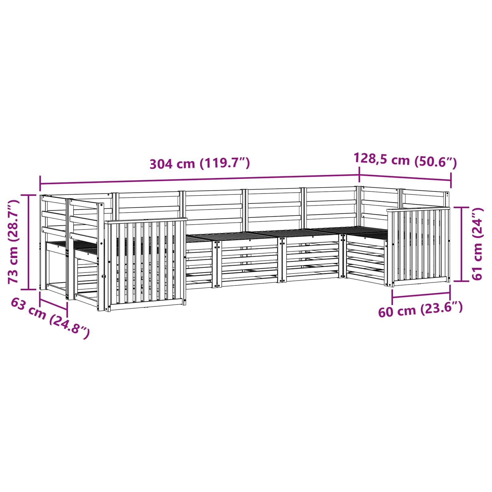 vidaXL Sofagarnituren 7 pcs Natur Massivholz Akazie