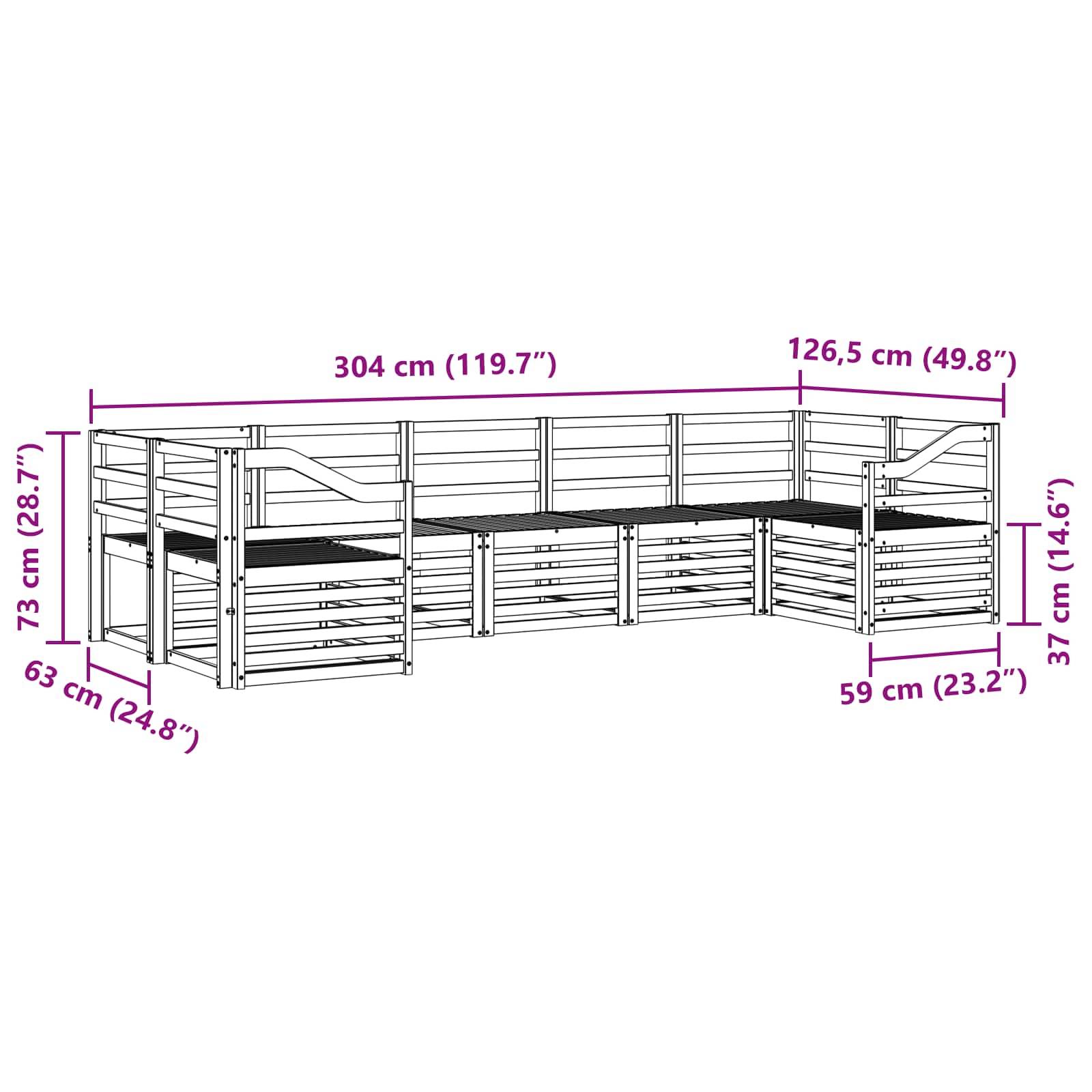 vidaXL Sofagarnituren 7 pcs Natur Massivholz Akazie