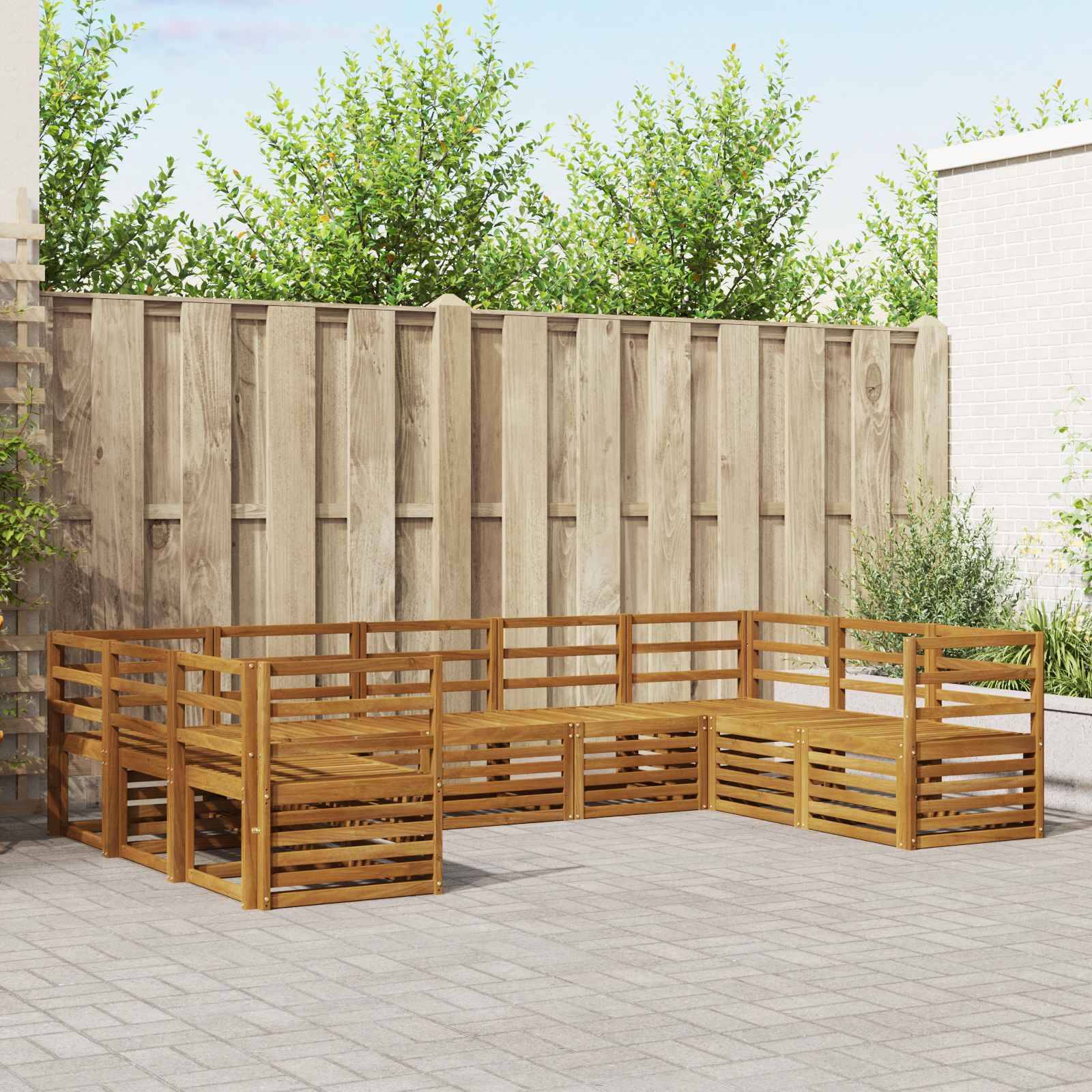 vidaXL Sofagarnituren 9 pcs Natur Massivholz Akazie