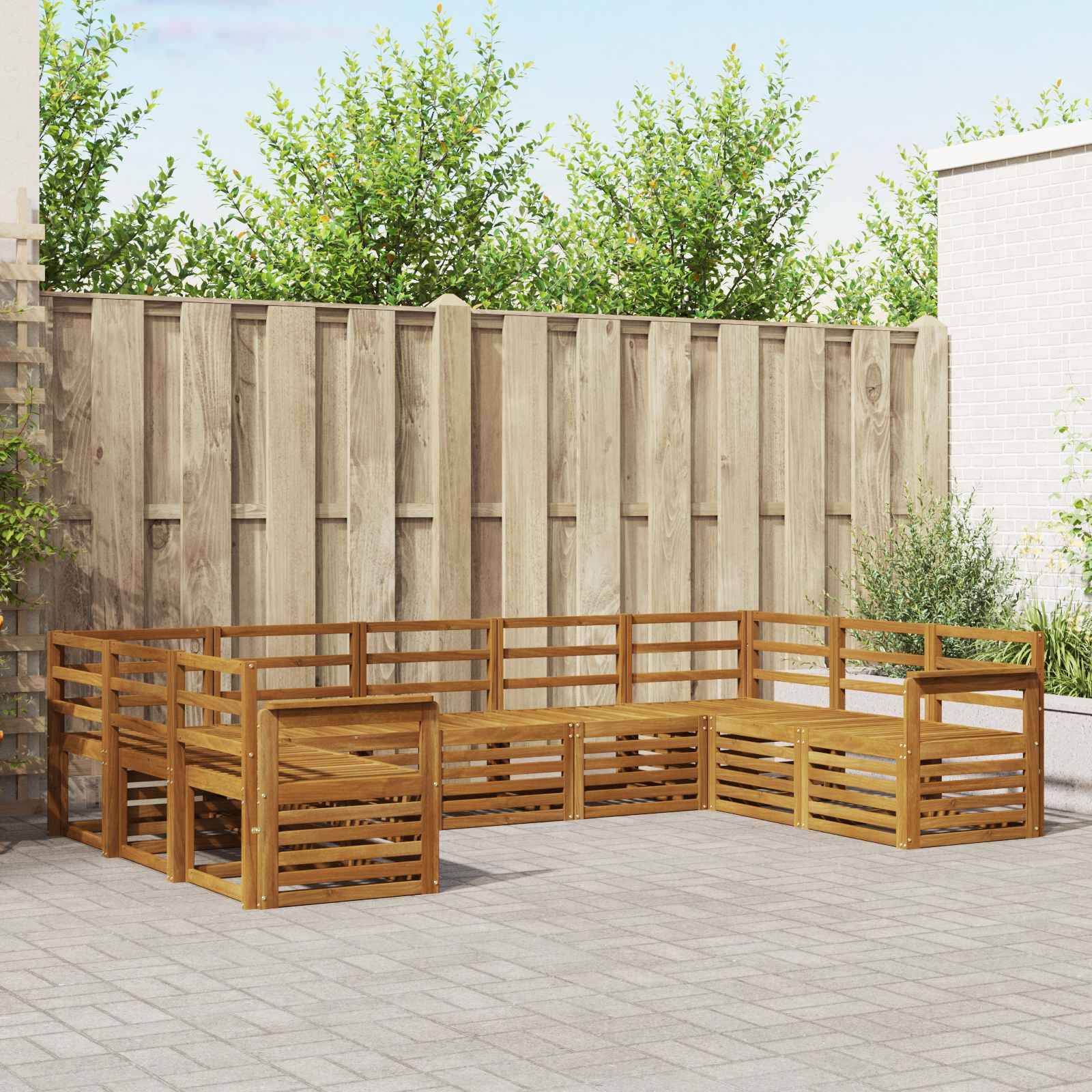 vidaXL Sofagarnituren 9 pcs Natur Massivholz Akazie