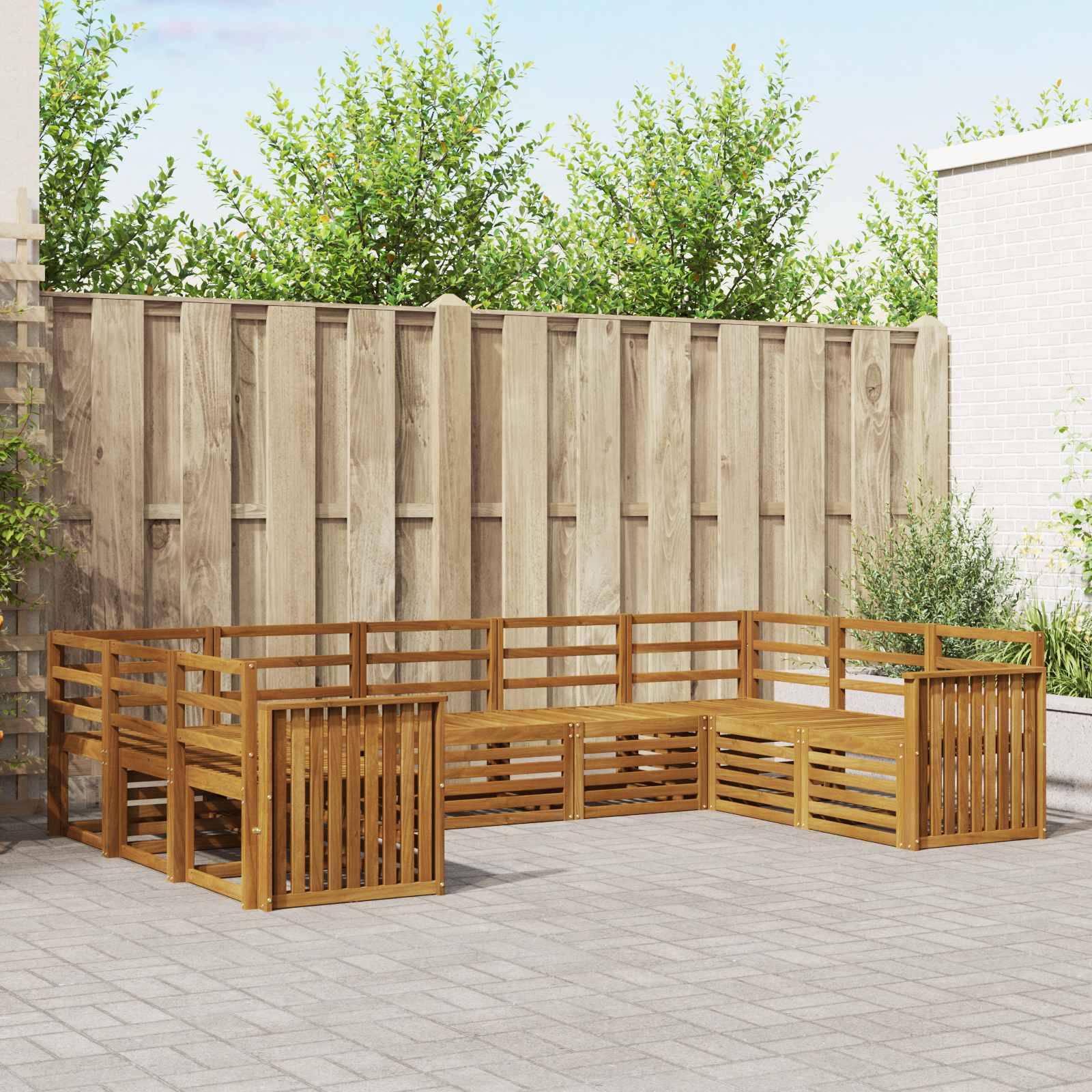 vidaXL Sofagarnituren 9 pcs Natur Massivholz Akazie