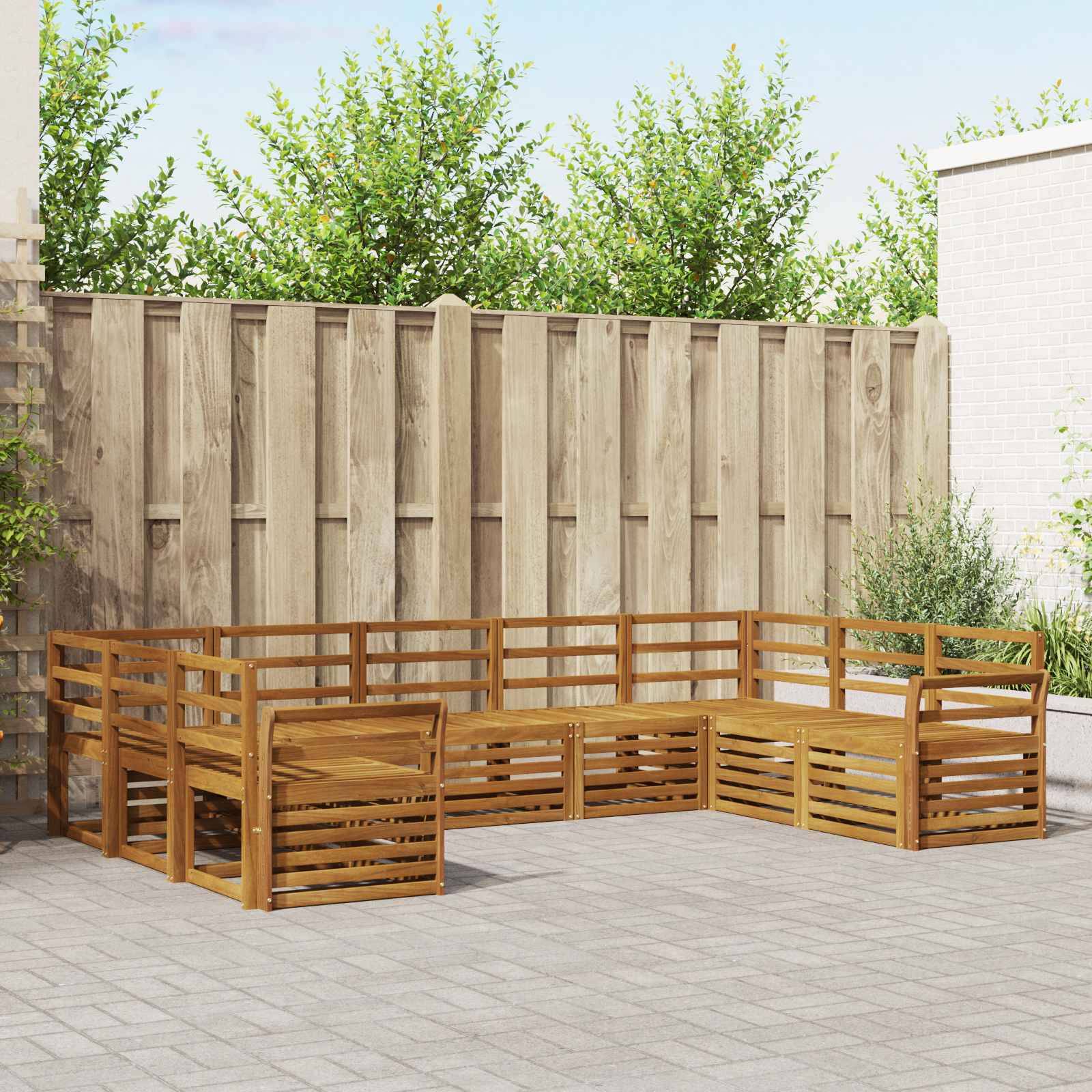 vidaXL Sofagarnituren 9 pcs Natur Massivholz Akazie