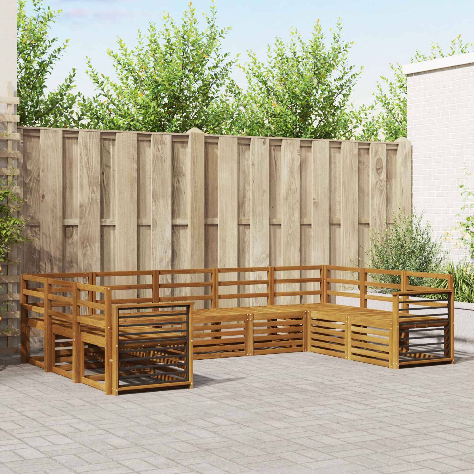 vidaXL Sofagarnituren 9 pcs Natur Massivholz Akazie
