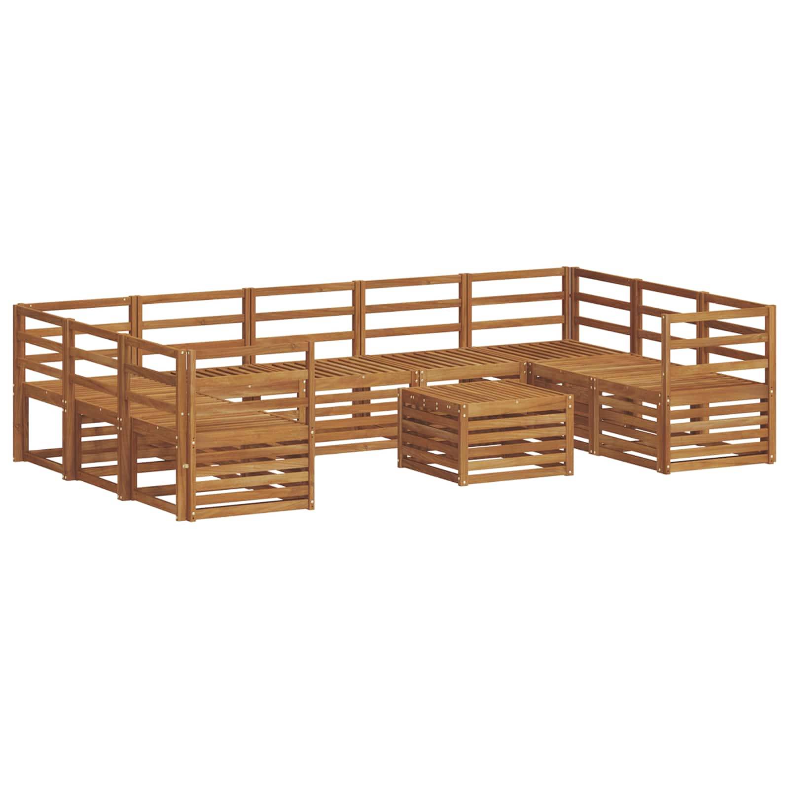 vidaXL Sofagarnituren 10 pcs Natur Massivholz Akazie