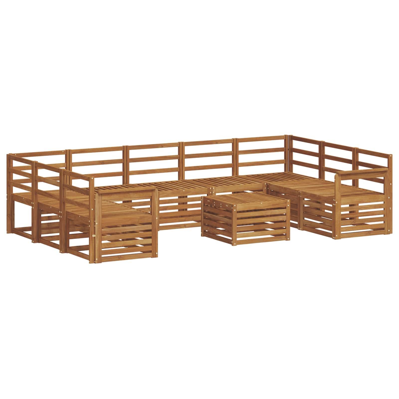 vidaXL Sofagarnituren 10 pcs Natur Massivholz Akazie