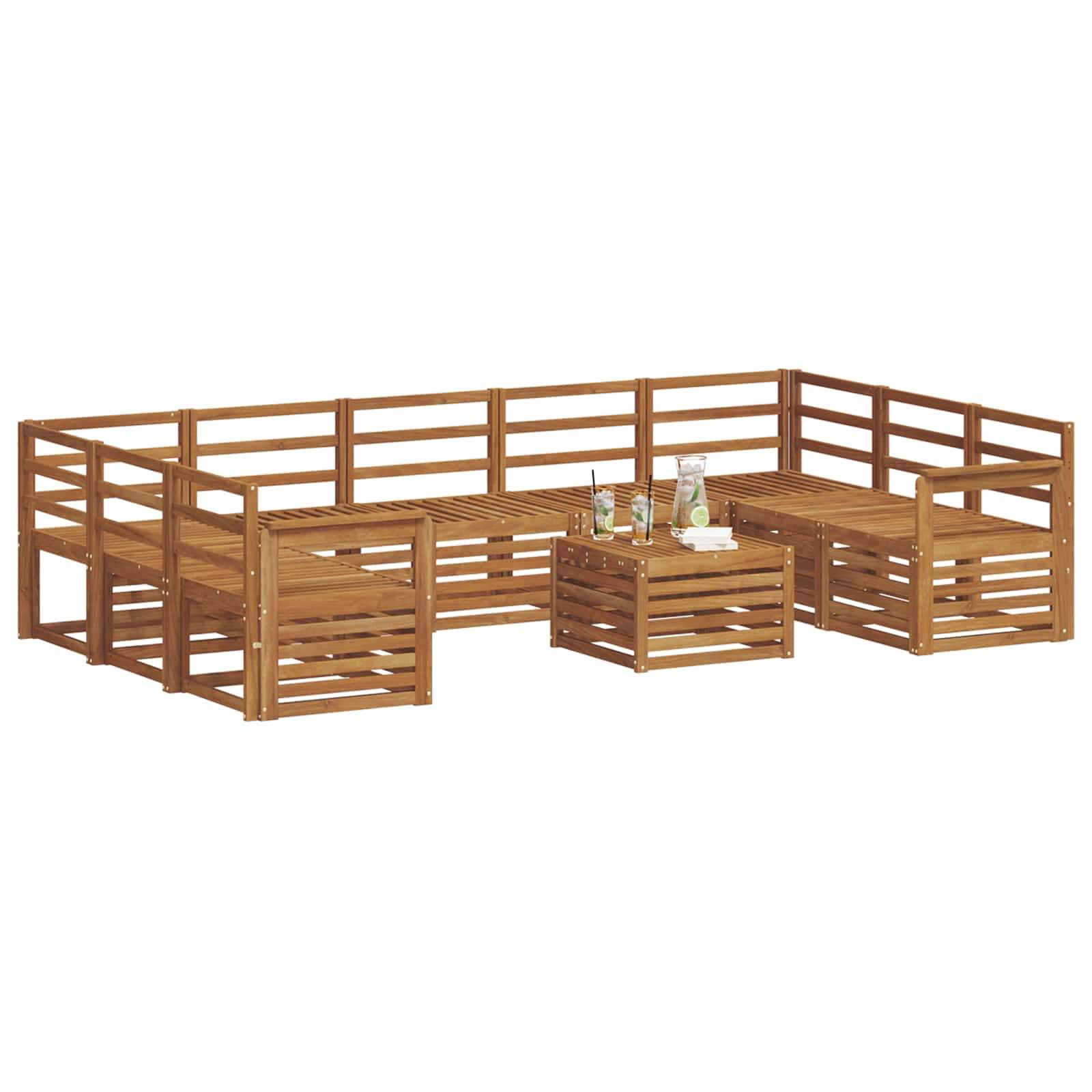 vidaXL Sofagarnituren 10 pcs Natur Massivholz Akazie