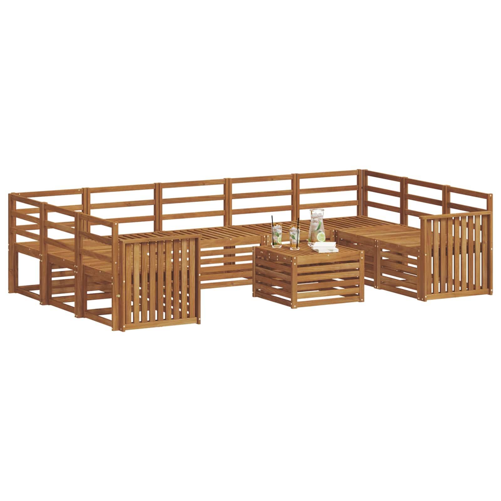 vidaXL Sofagarnituren 10 pcs Natur Massivholz Akazie