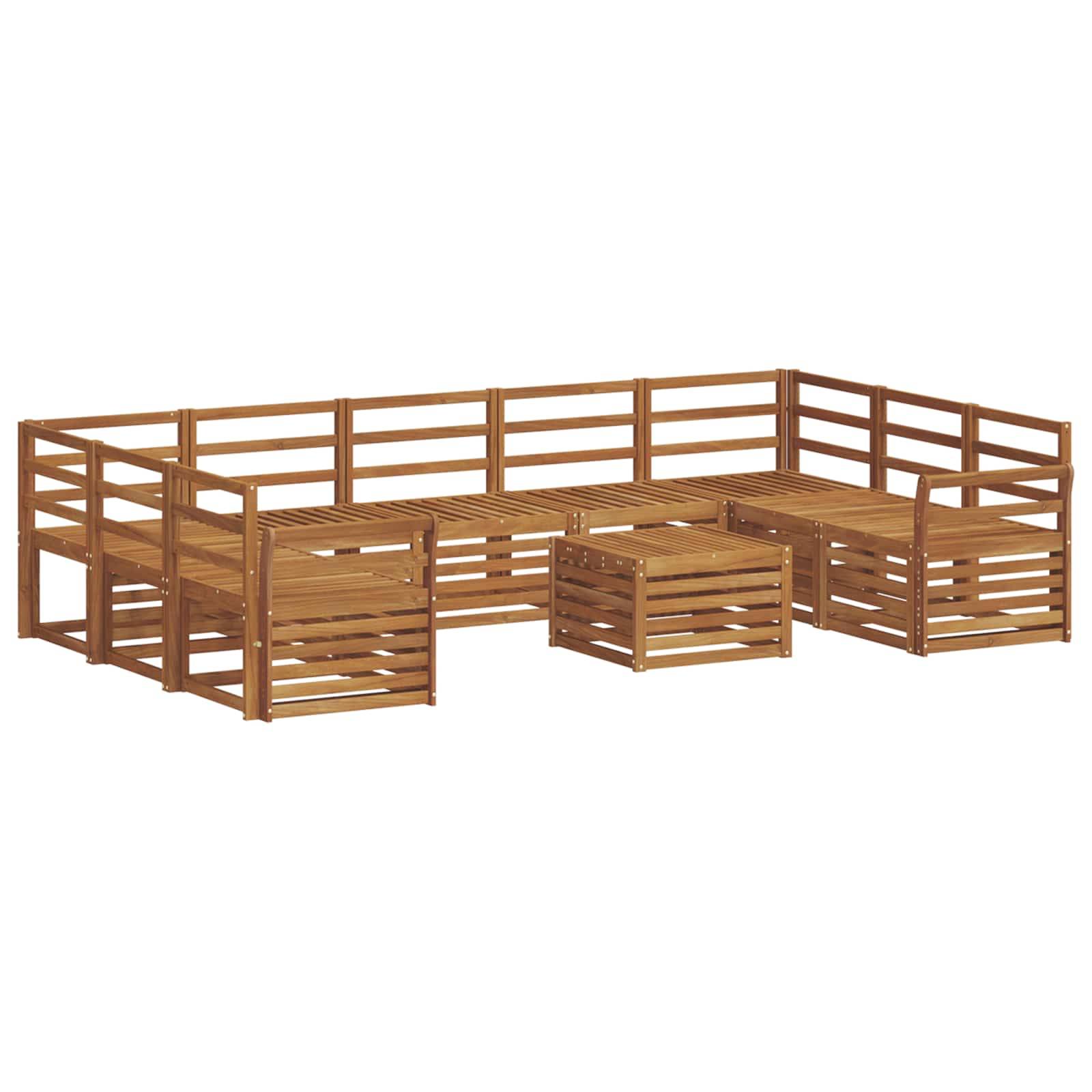 vidaXL Sofagarnituren 10 pcs Natur Massivholz Akazie