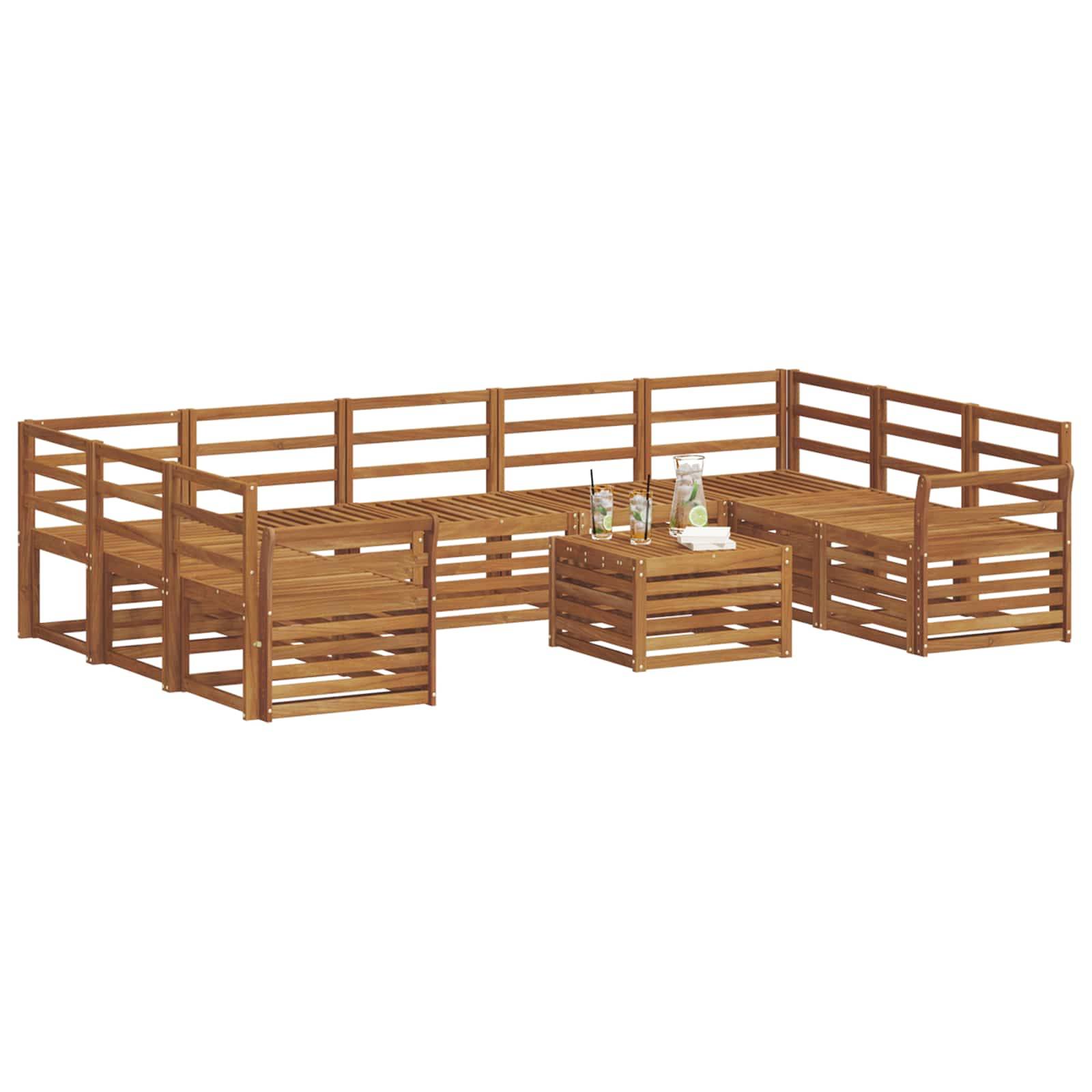 vidaXL Sofagarnituren 10 pcs Natur Massivholz Akazie
