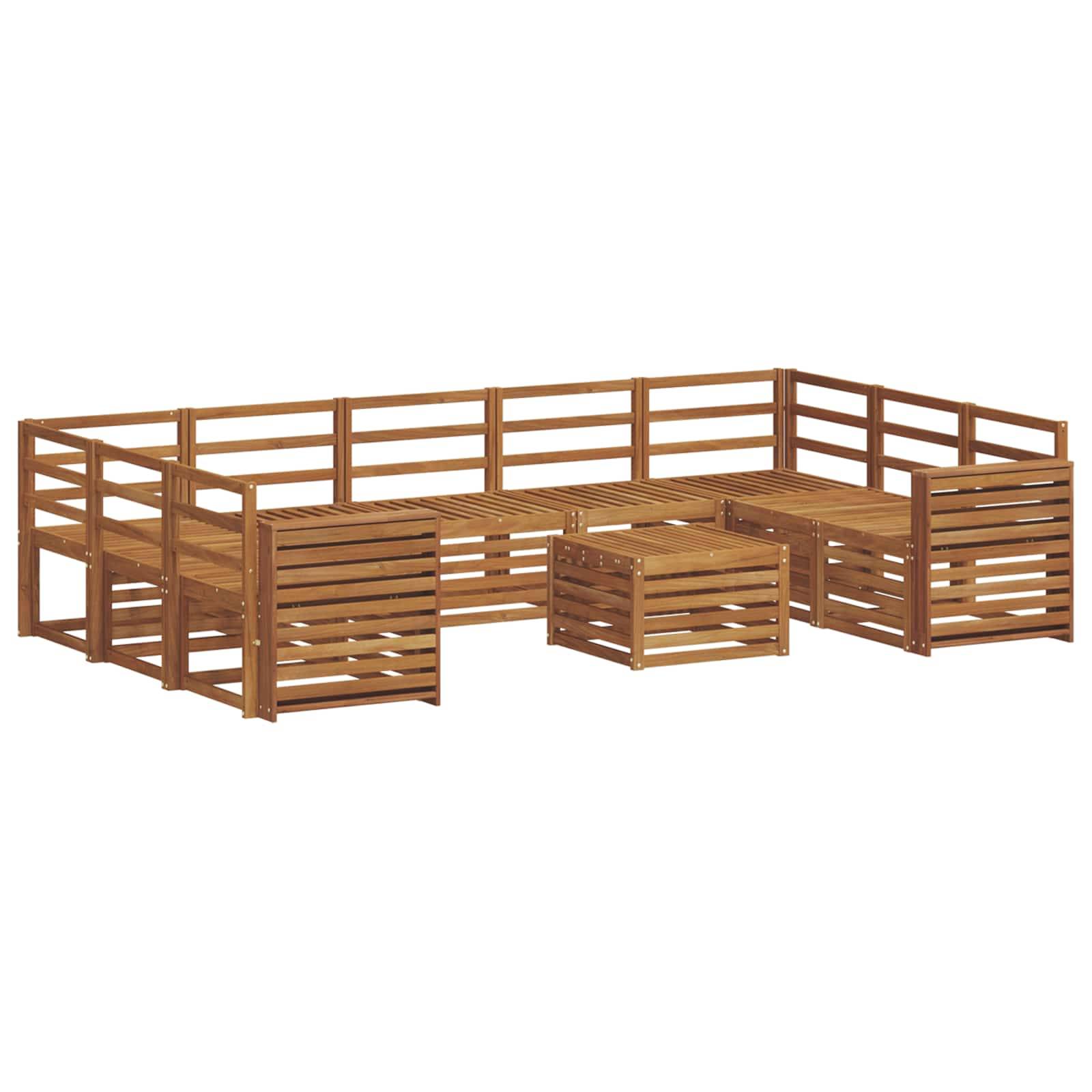 vidaXL Sofagarnituren 10 pcs Natur Massivholz Akazie