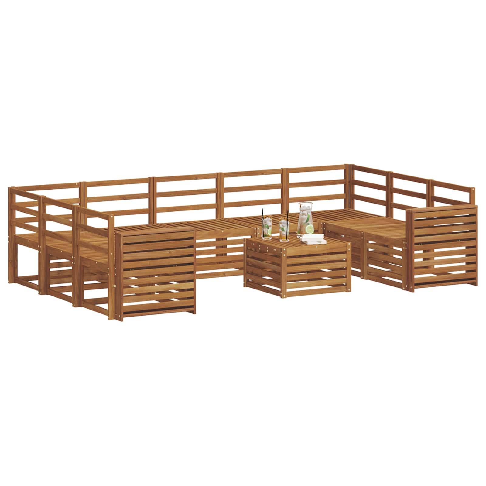 vidaXL Sofagarnituren 10 pcs Natur Massivholz Akazie
